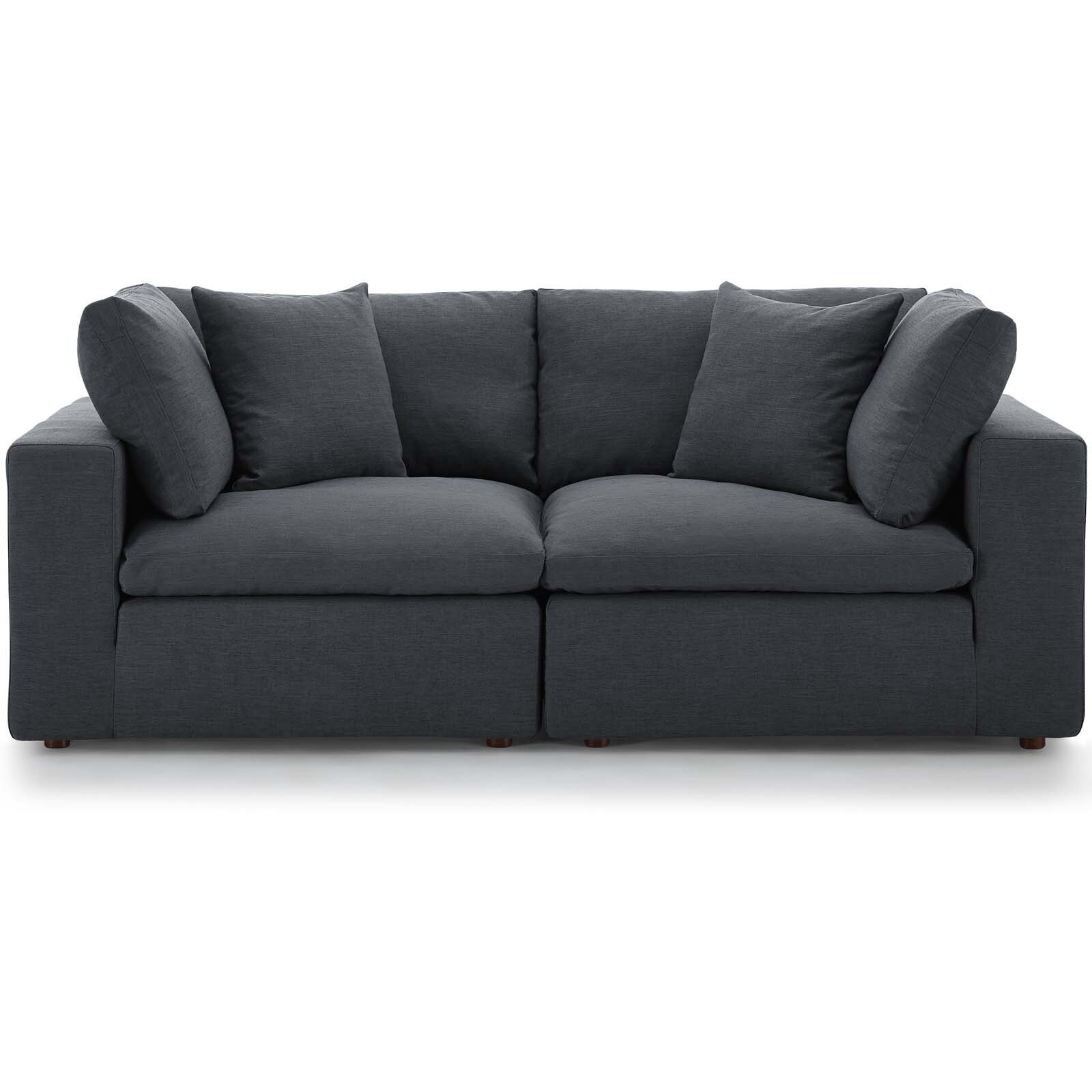 Commix Down Filled Overstuffed 2 Piece Sectional Sofa Set - Gray