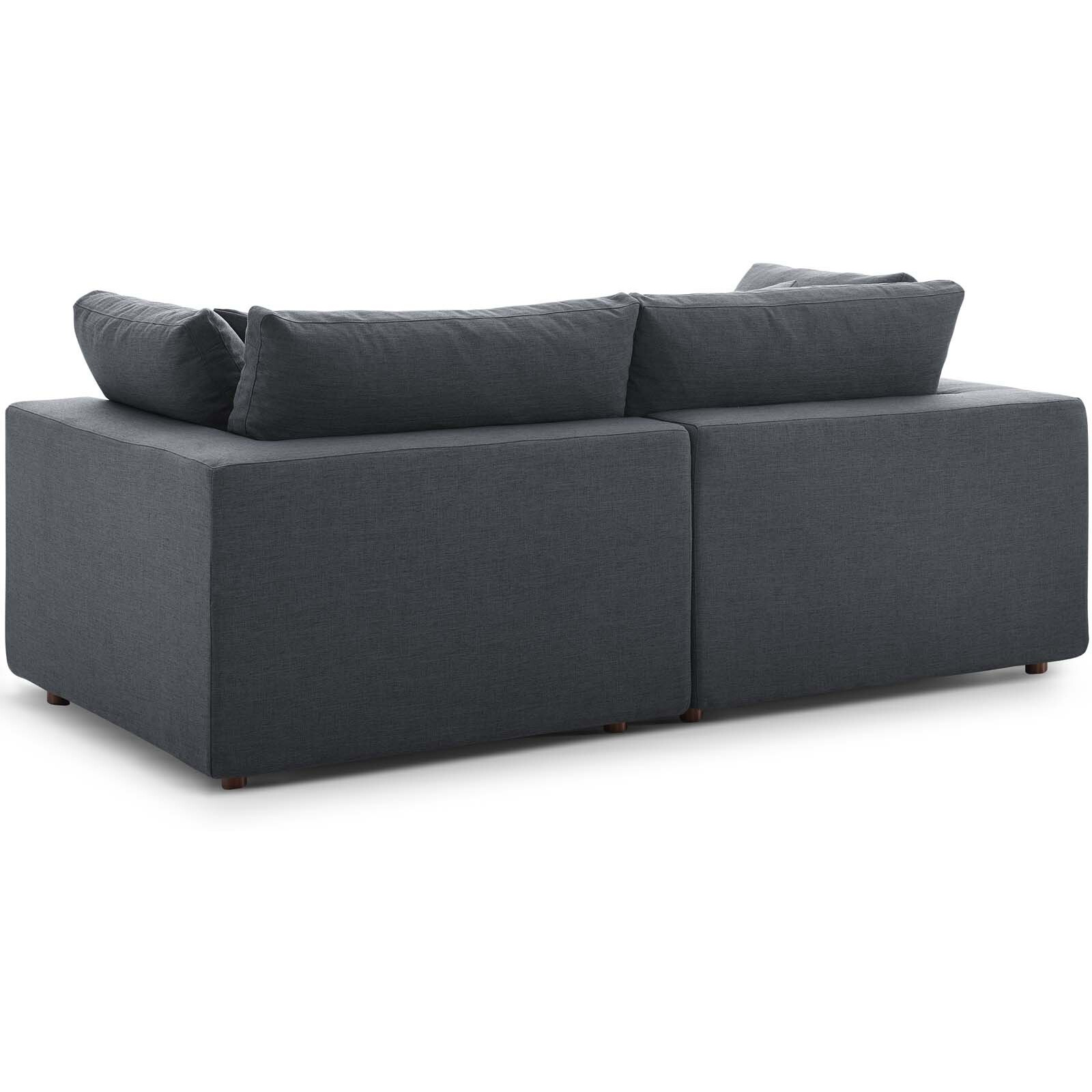 Commix Down Filled Overstuffed 2 Piece Sectional Sofa Set - Gray