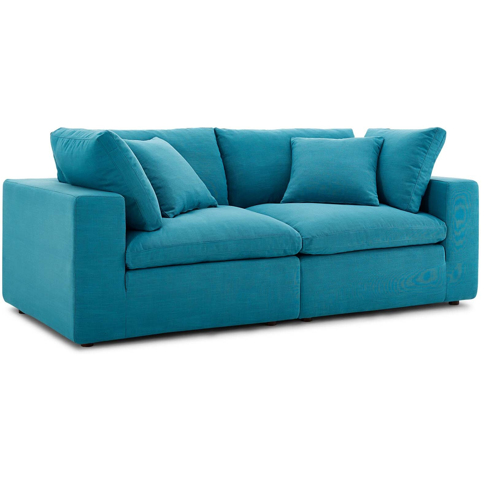 Commix Down Filled Overstuffed 2 Piece Sectional Sofa Set - Teal
