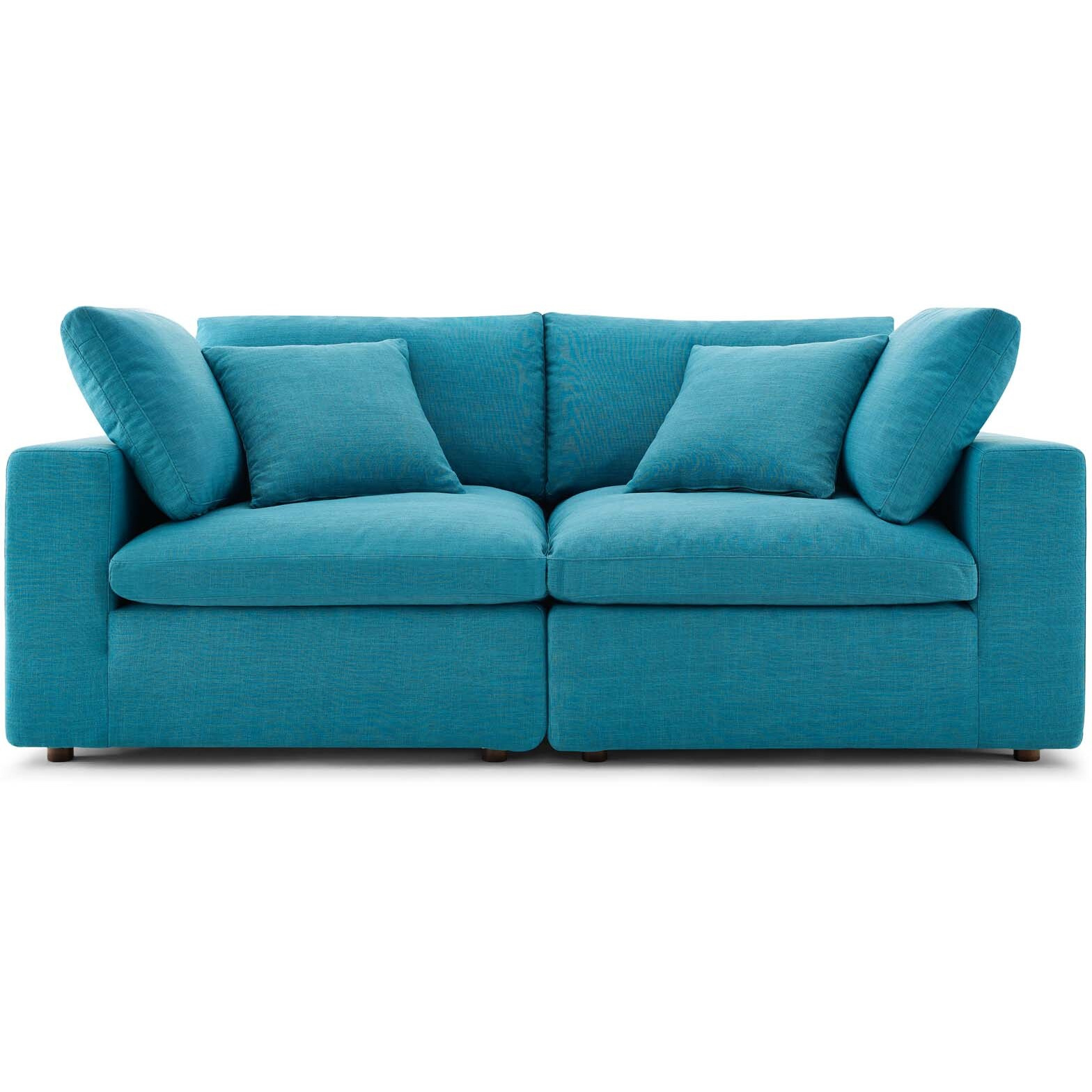 Commix Down Filled Overstuffed 2 Piece Sectional Sofa Set - Teal