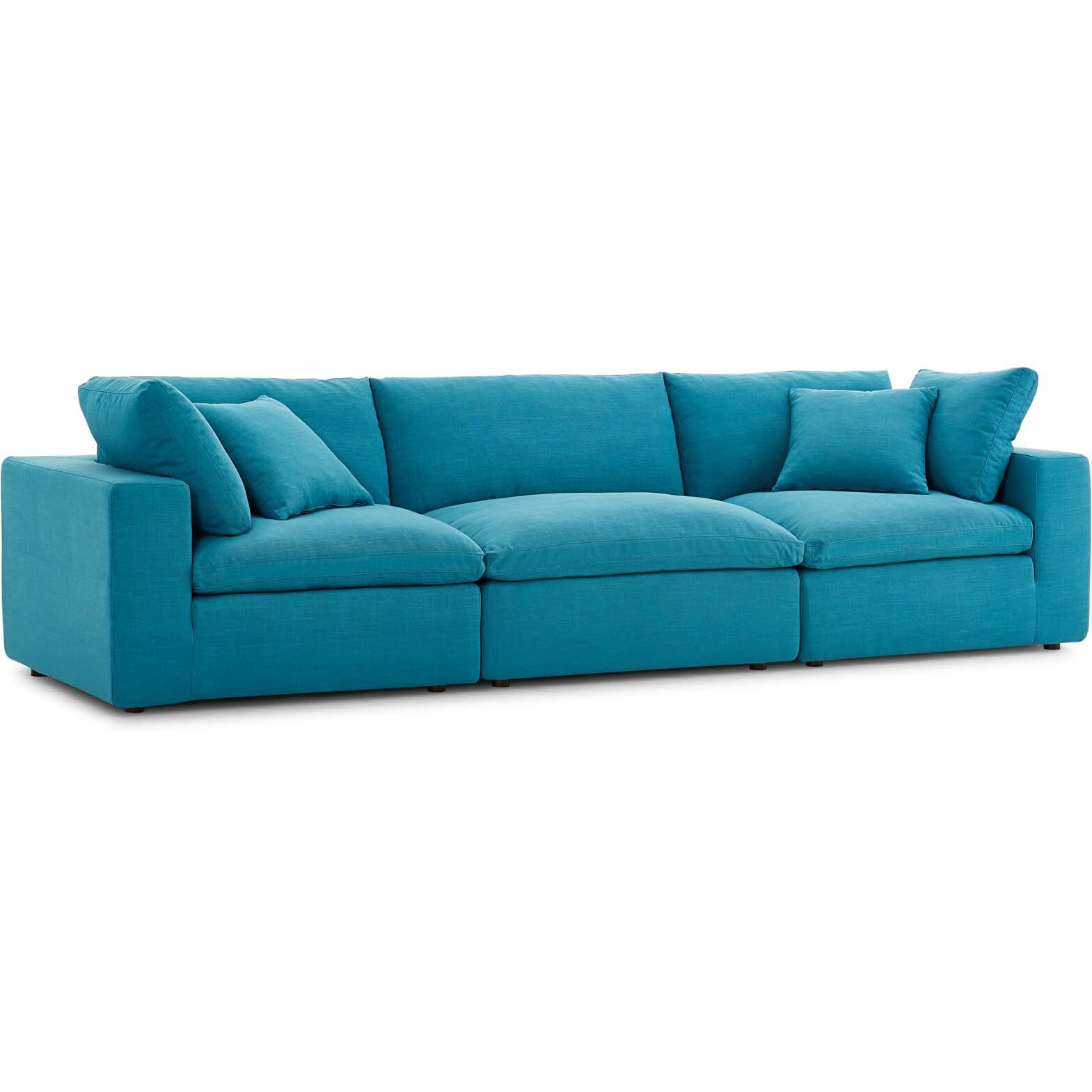 Commix Down Filled Overstuffed 3 Piece Sectional Sofa Set - Teal