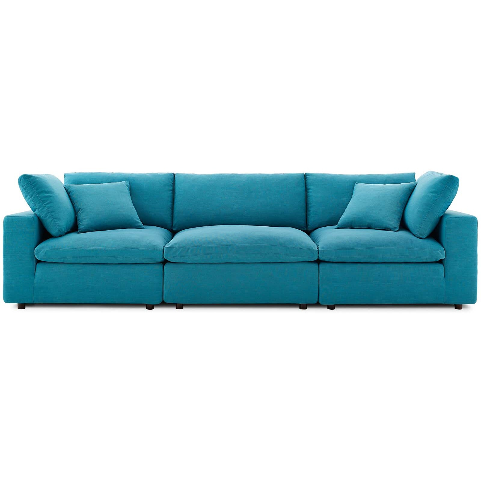 Commix Down Filled Overstuffed 3 Piece Sectional Sofa Set - Teal
