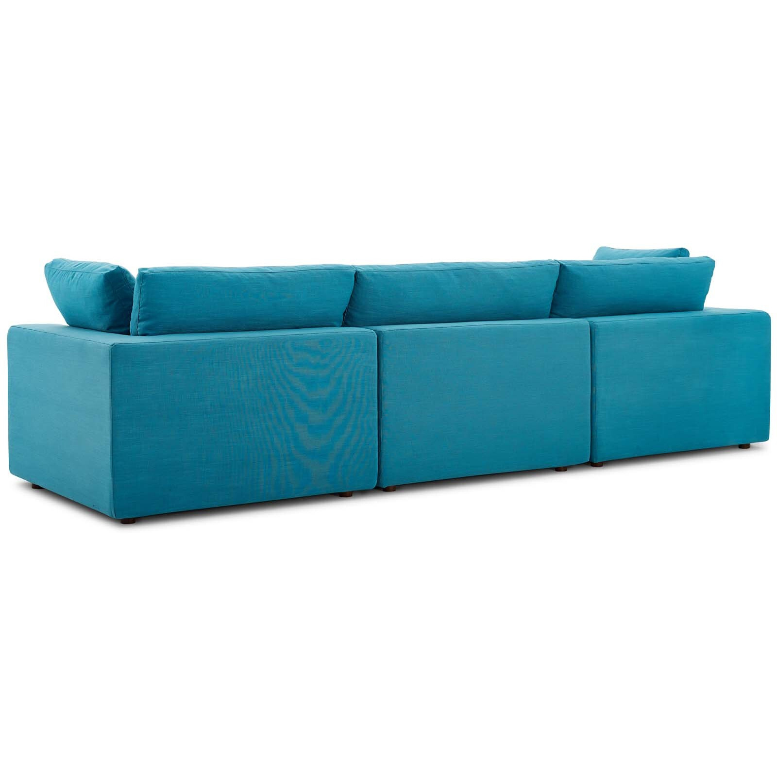 Commix Down Filled Overstuffed 3 Piece Sectional Sofa Set - Teal