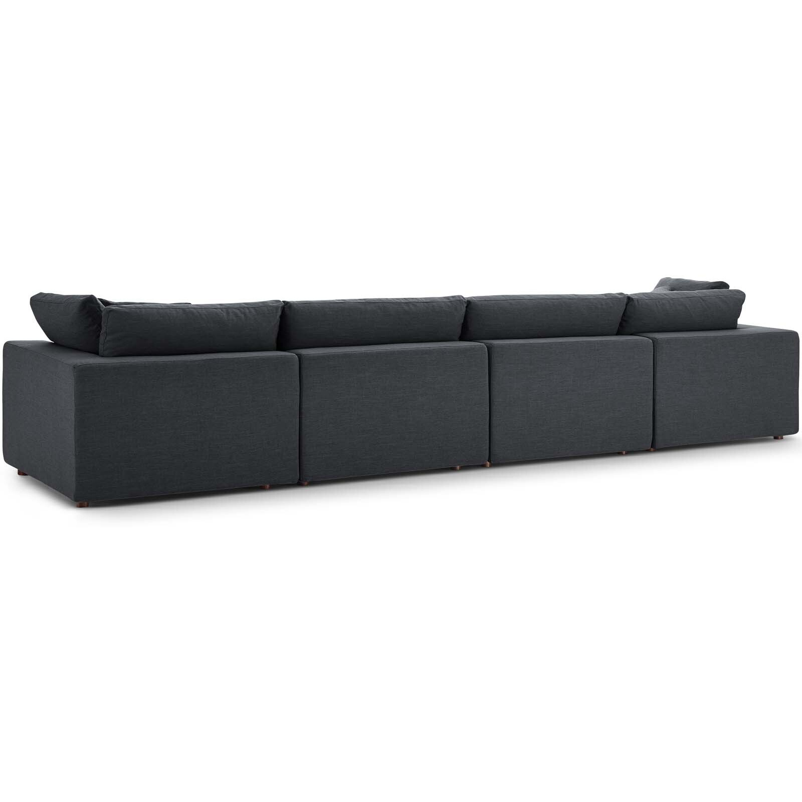 Commix Down Filled Overstuffed 4 Piece Sectional Sofa Set - Gray