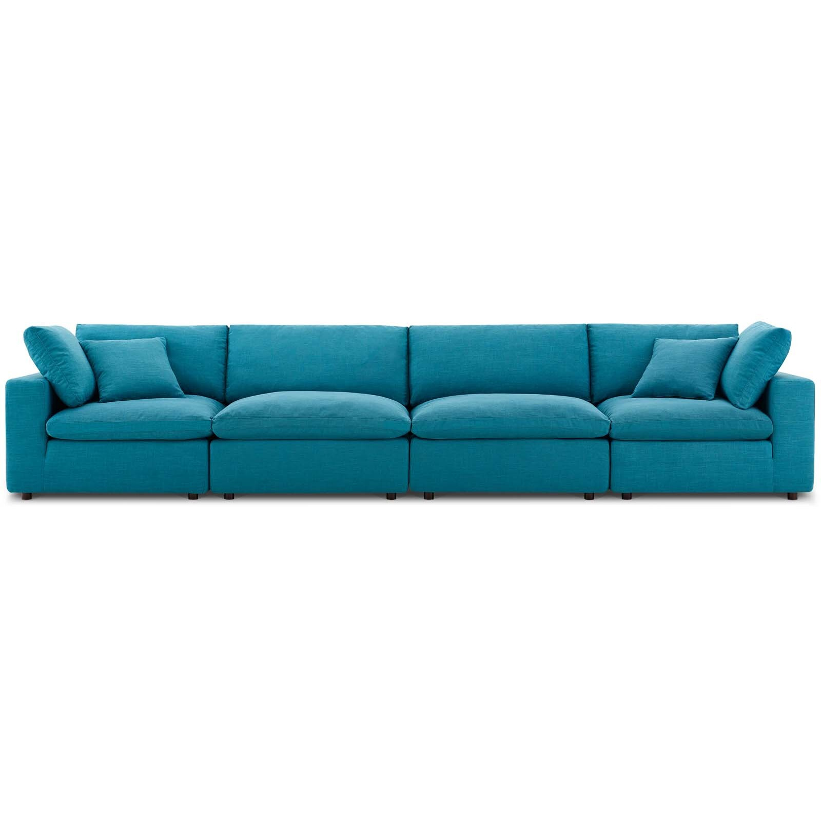Commix Down Filled Overstuffed 4 Piece Sectional Sofa Set - Teal