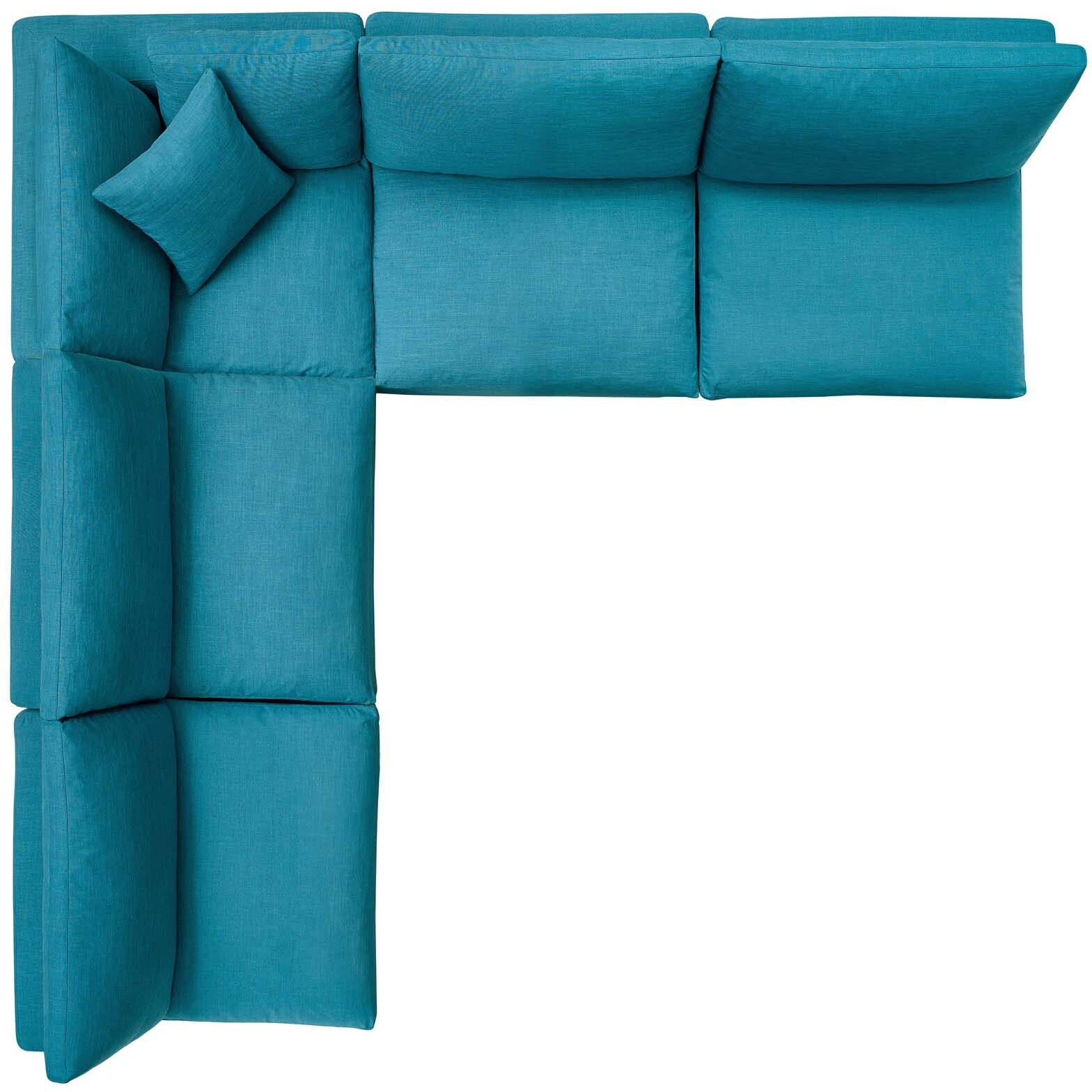 Commix Down Filled Overstuffed 5 Piece Sectional Sofa Set - Teal