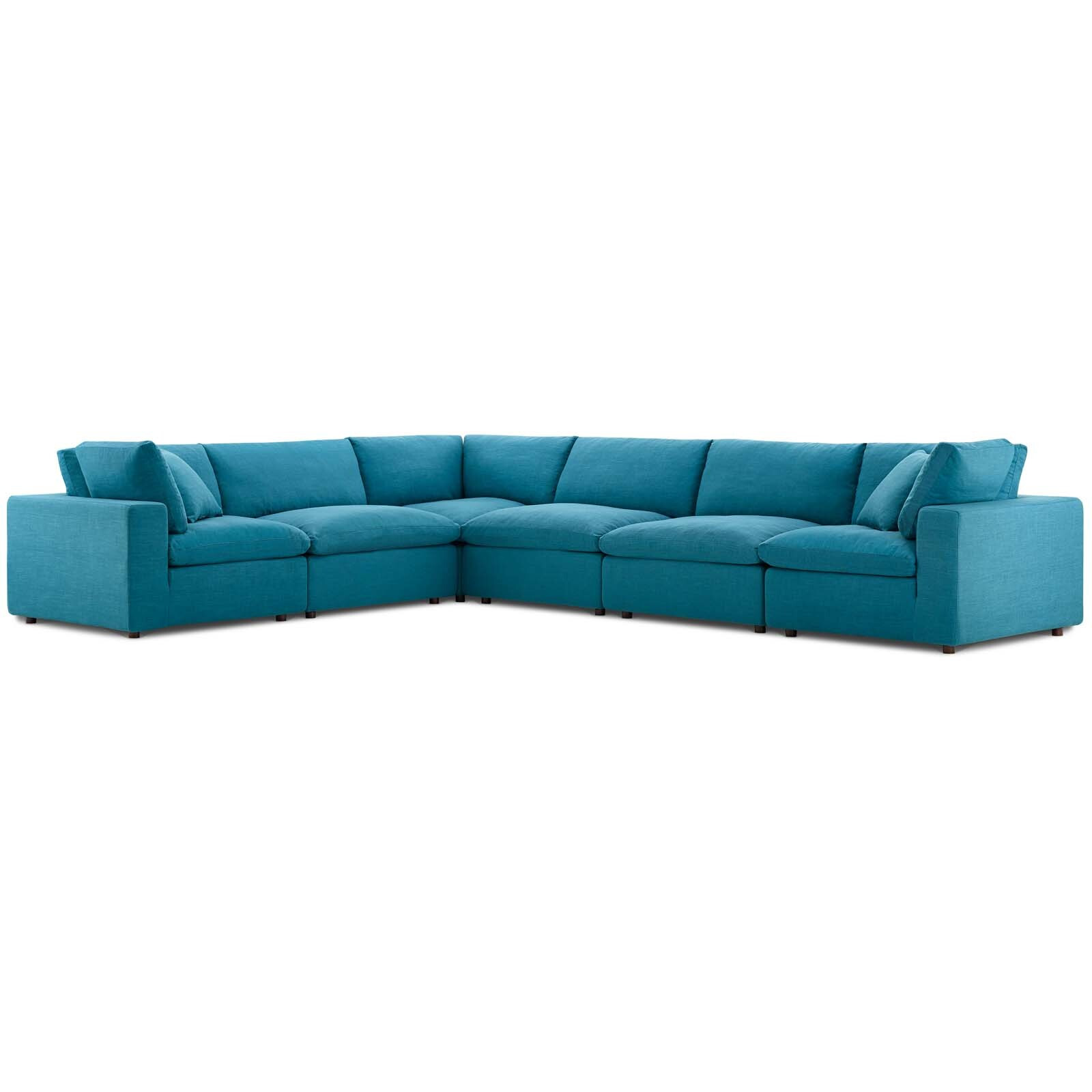 Commix Down Filled Overstuffed 6 Piece Sectional Sofa Set - Teal