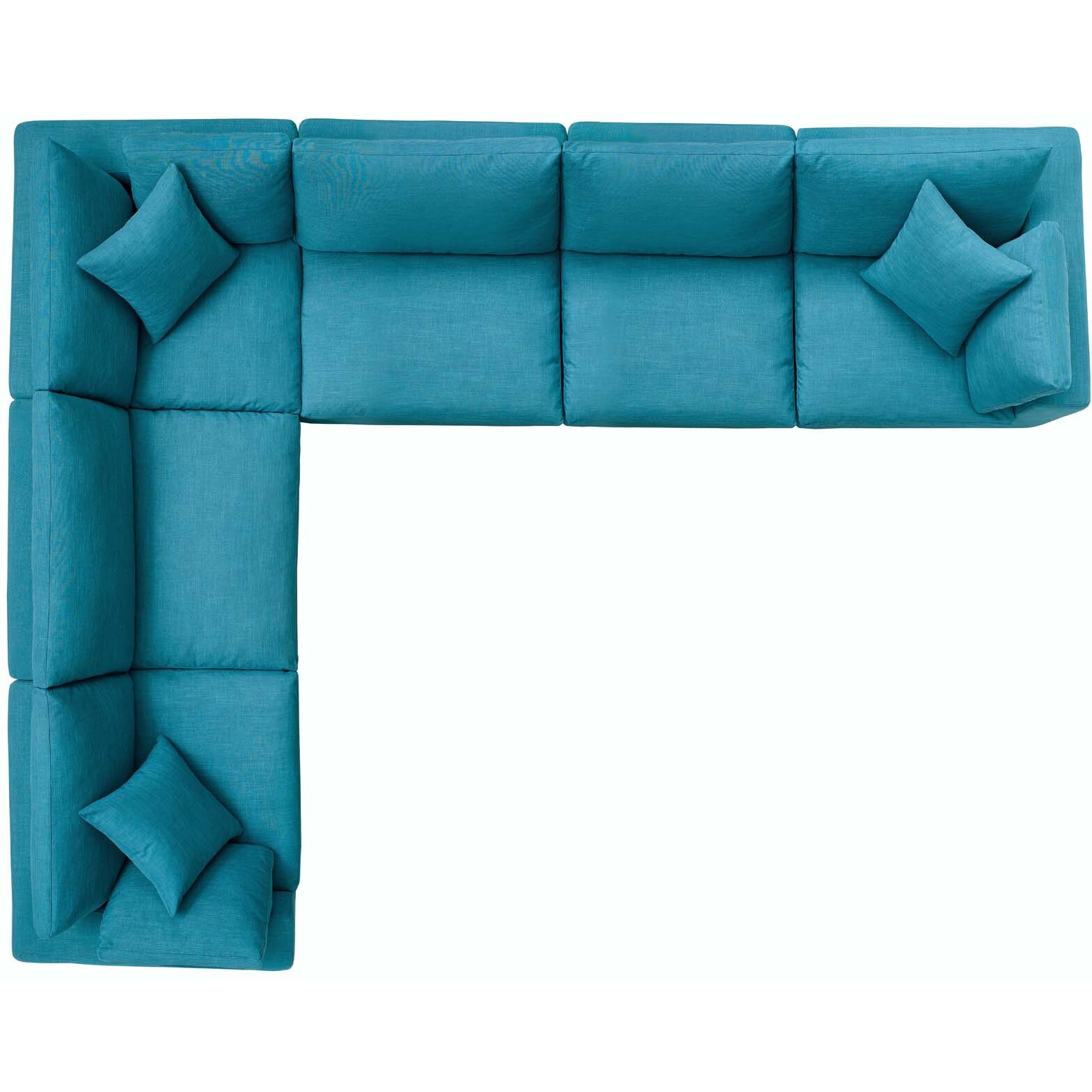 Commix Down Filled Overstuffed 6 Piece Sectional Sofa Set - Teal
