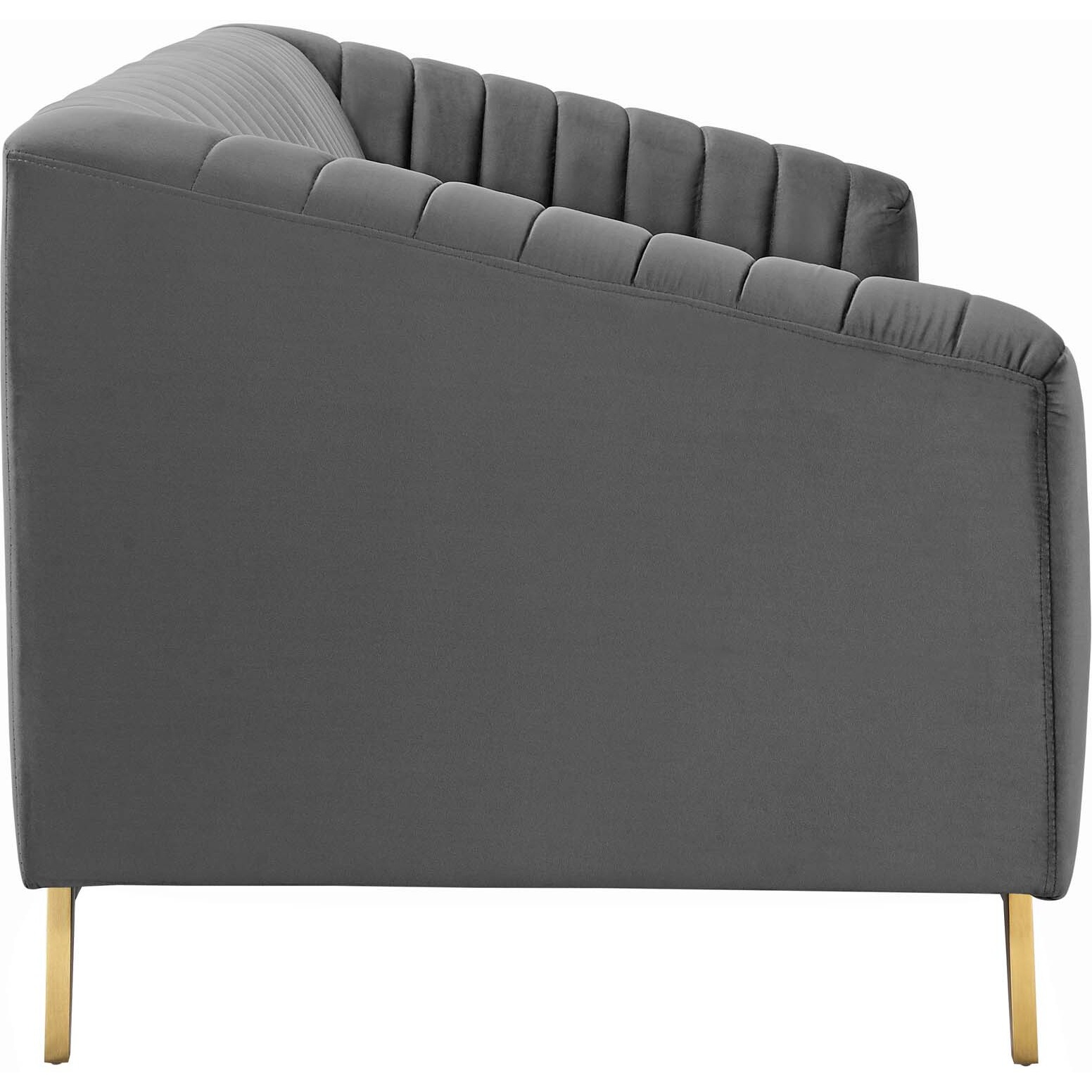 Valiant Vertical Channel Tufted Performance Velvet Loveseat - Gray
