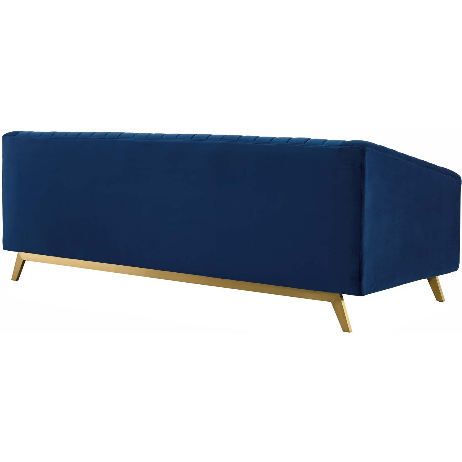 Valiant Vertical Channel Tufted Performance Velvet Loveseat - Navy