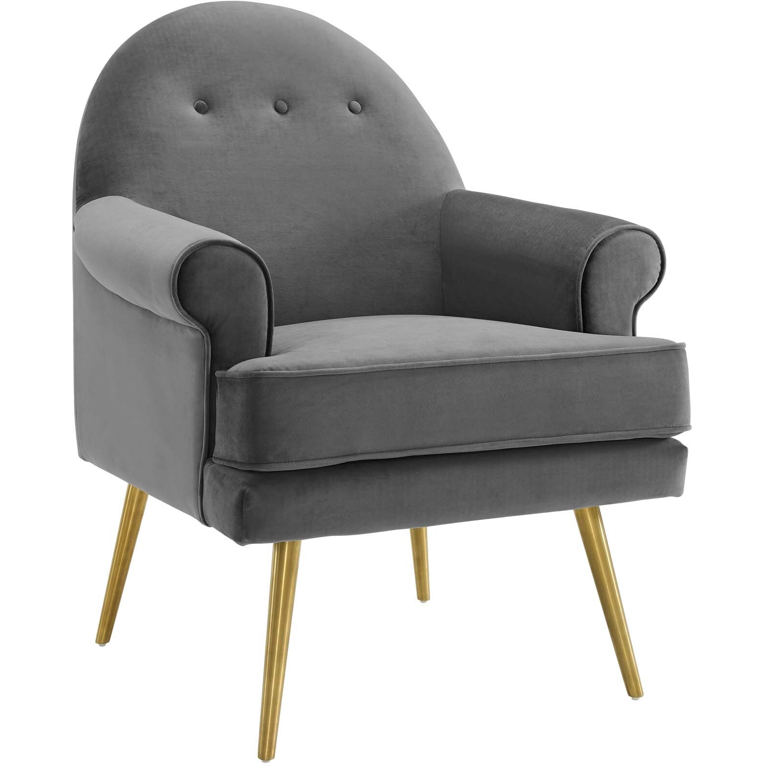 Revive Tufted Button Accent Performance Velvet Armchair - Gray