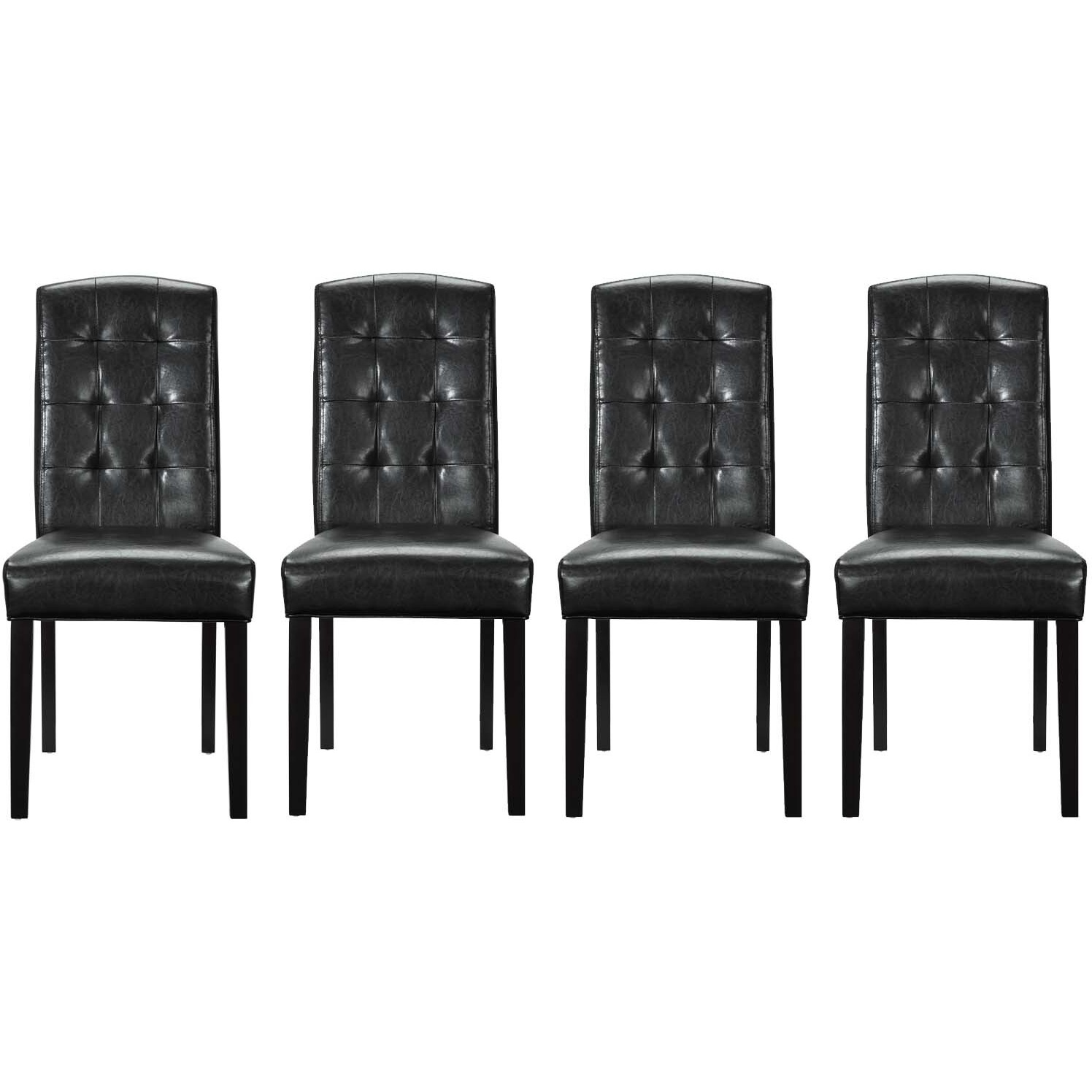 Perdure Dining Chairs Vinyl Set of 4 - Black