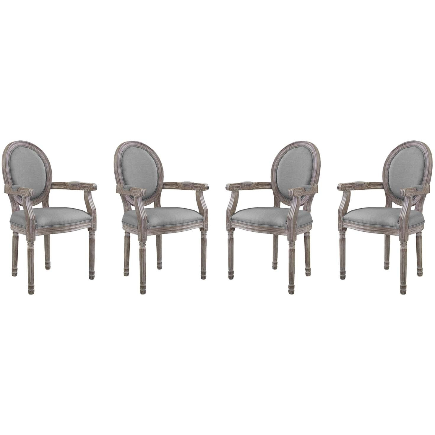 Emanate Dining Armchair Upholstered Fabric Set of 4 - Light Gray