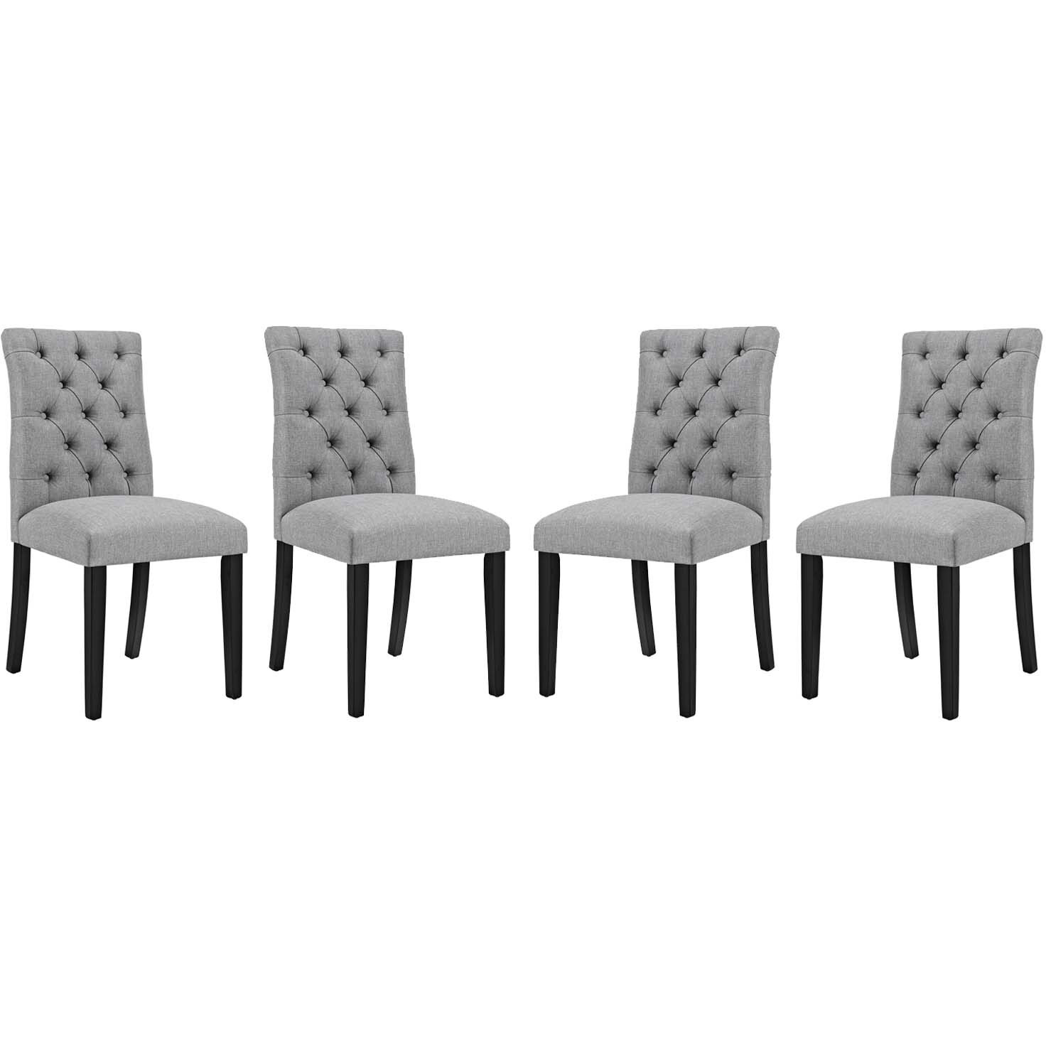 Duchess Dining Chair Fabric Set of 4 - Light Gray