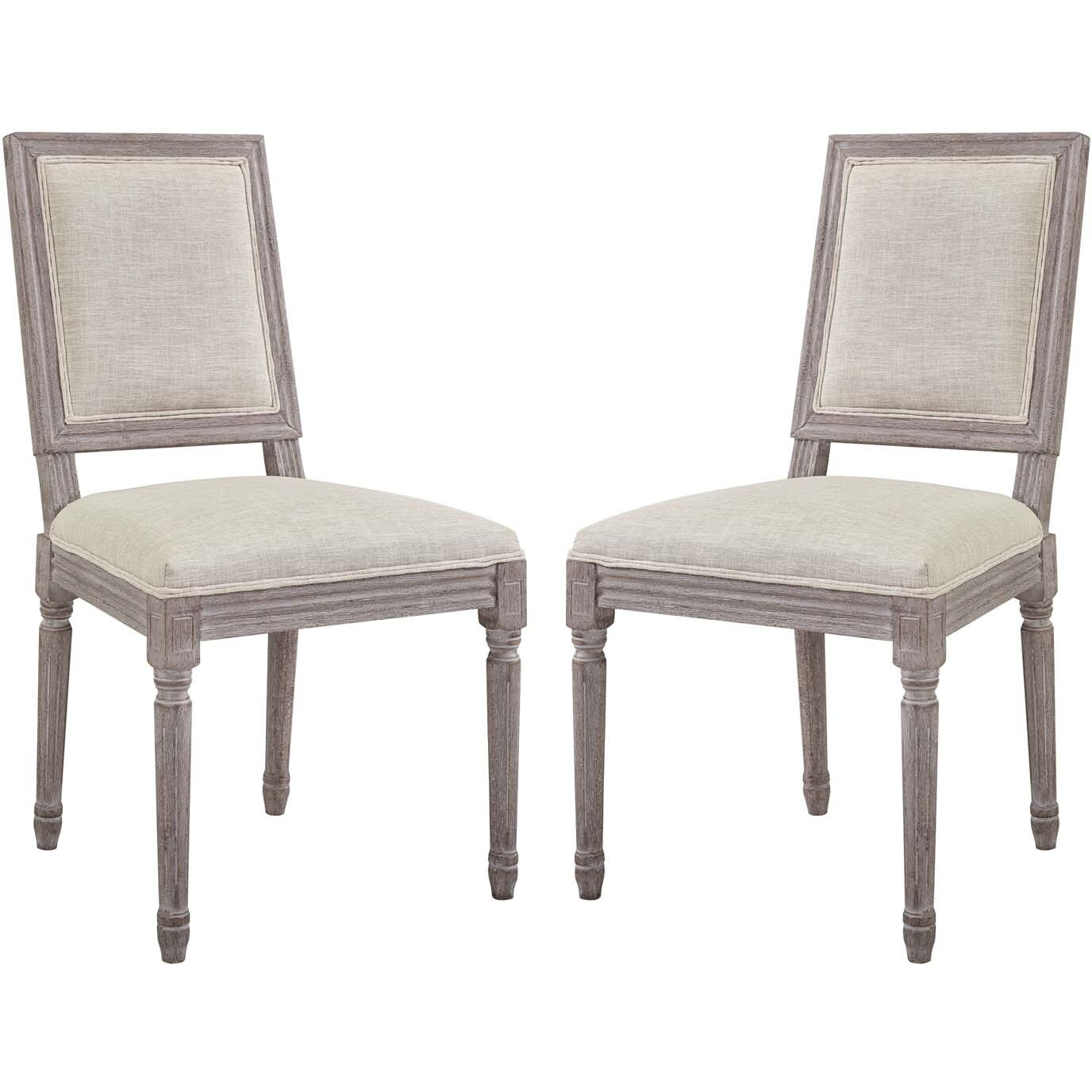 Court Dining Side Chair Upholstered Fabric Set of 2 - Beige