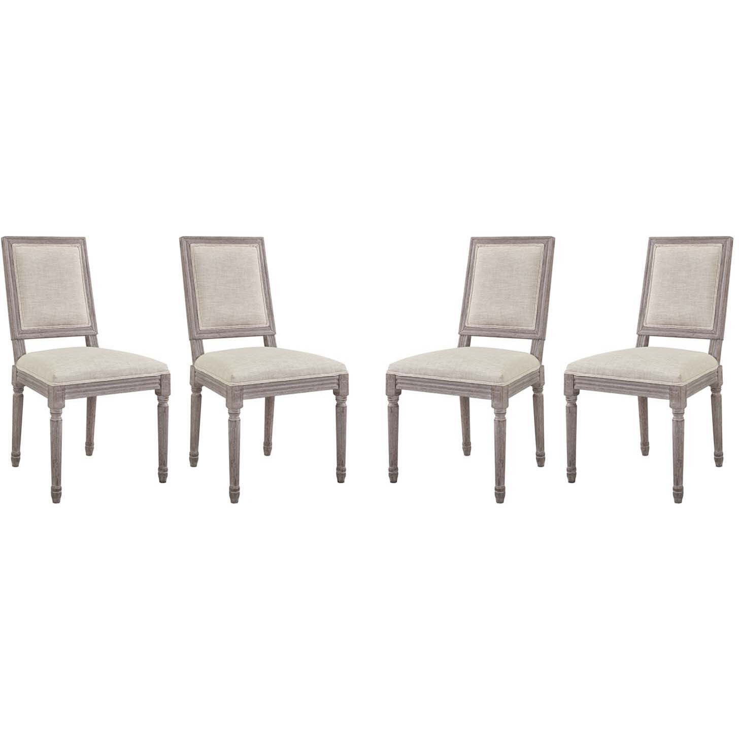 Court Dining Side Chair Upholstered Fabric Set of 4 - Beige