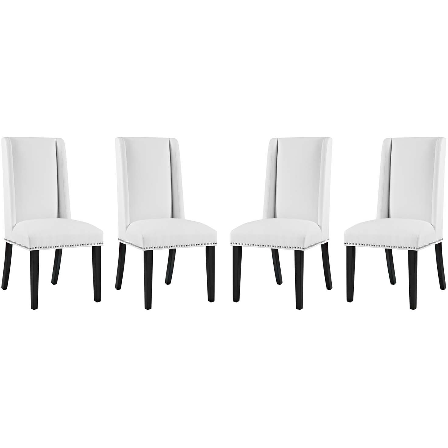 Baron Dining Chair Vinyl Set of 4 - White
