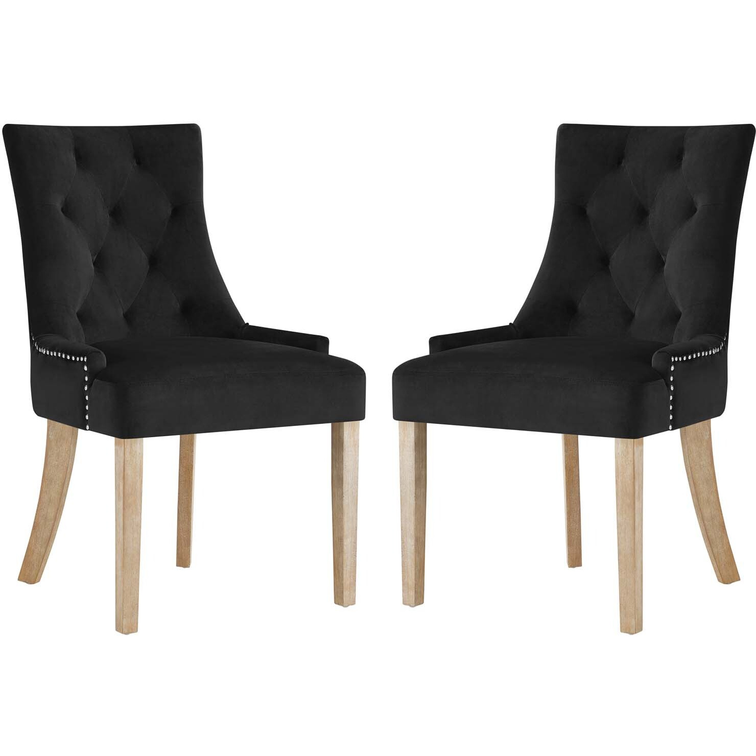 Pose Dining Chair Velvet Set of 2 - Black