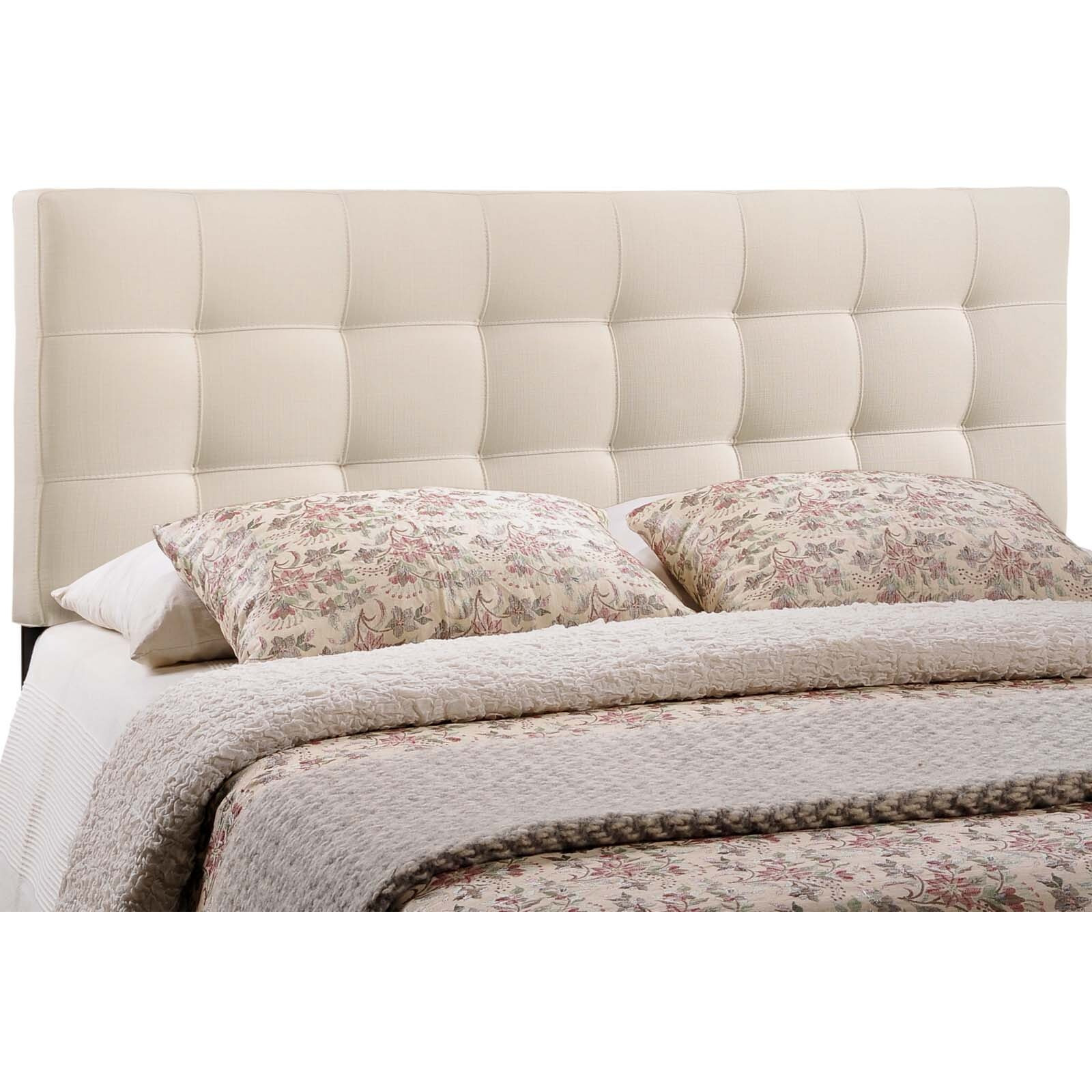 Lily King Upholstered Fabric Headboard - Ivory