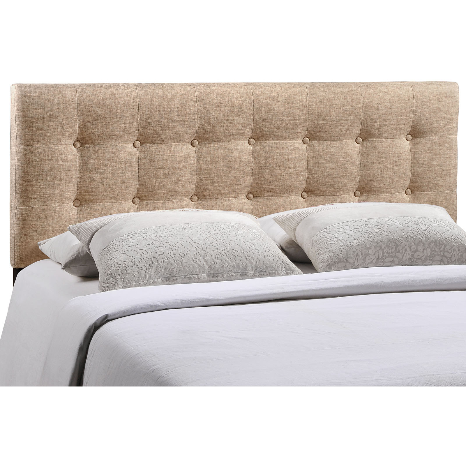 Emily Queen Upholstered Fabric Headboard - Beige