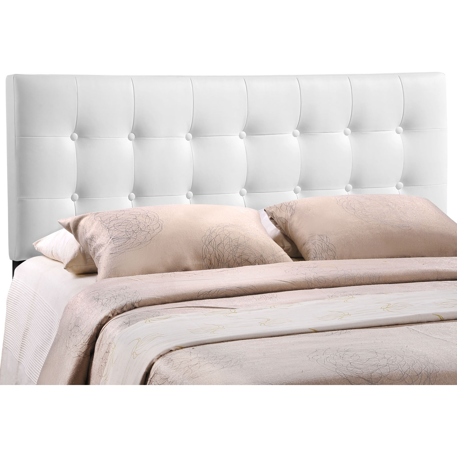 Emily Full Upholstered Vinyl Headboard - White