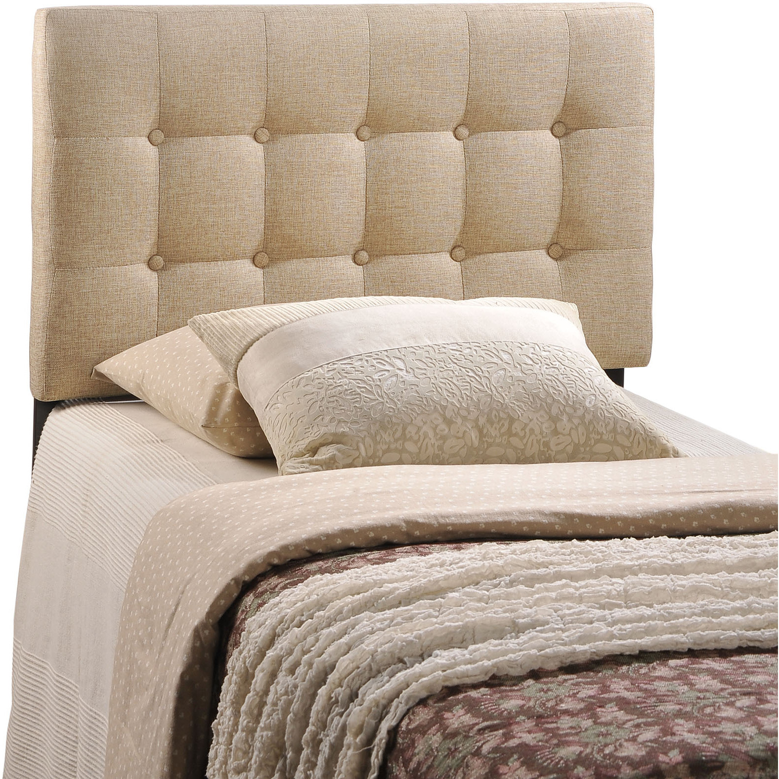 Emily Twin Upholstered Fabric Headboard - Beige