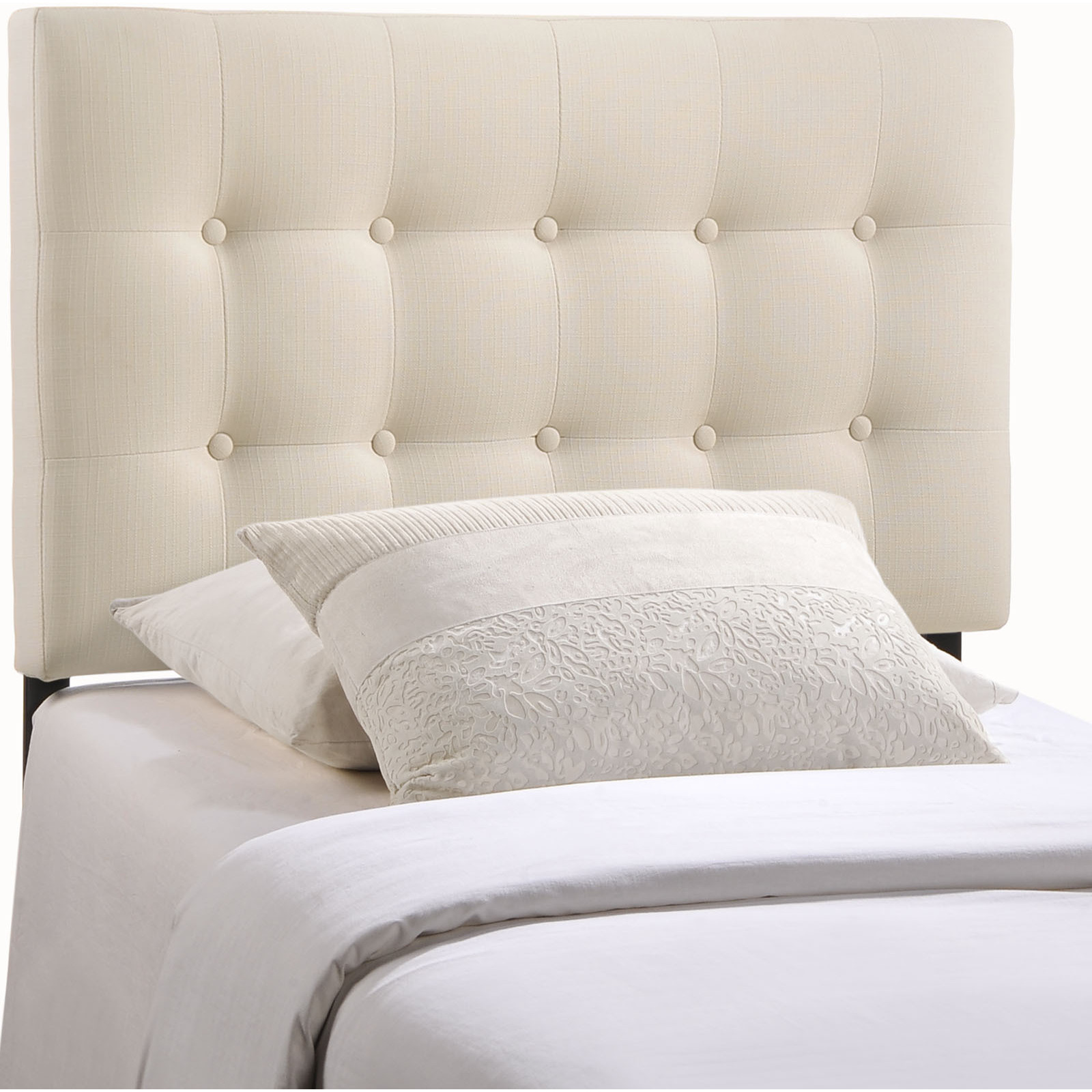 Emily Twin Upholstered Fabric Headboard - Ivory