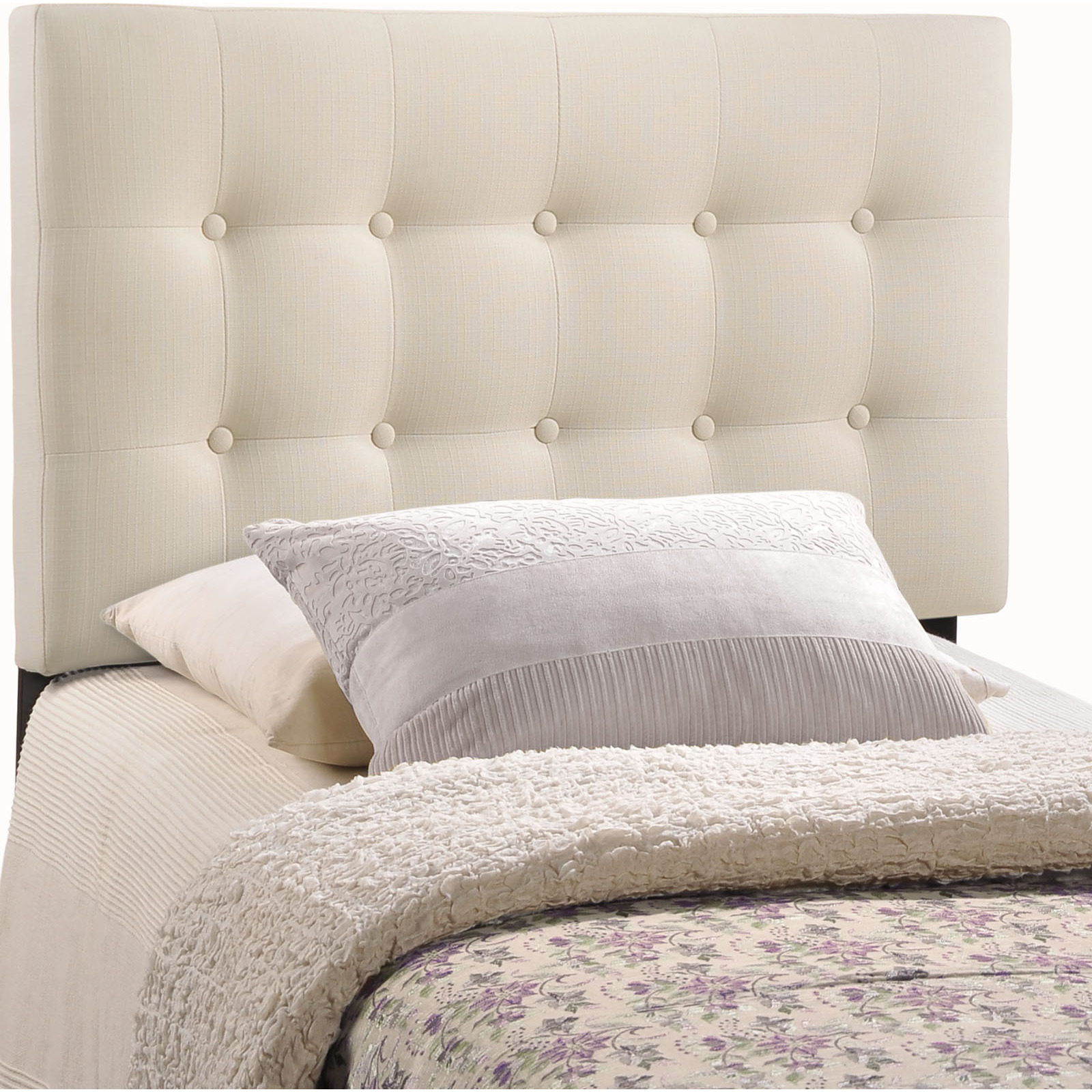 Emily Twin Upholstered Fabric Headboard - Ivory
