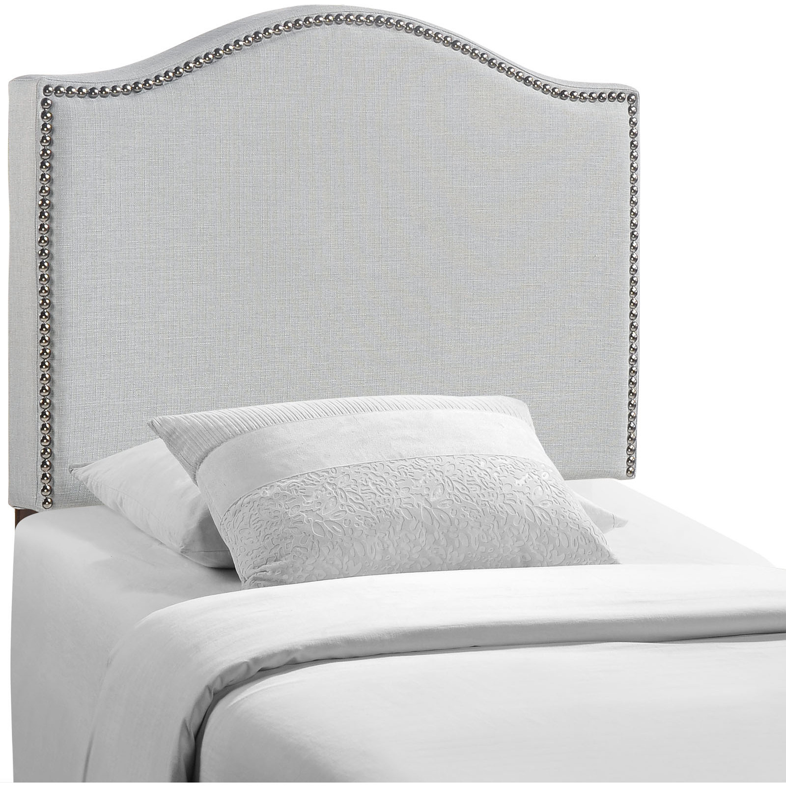 Curl Twin Nailhead Upholstered Headboard - Sky Gray