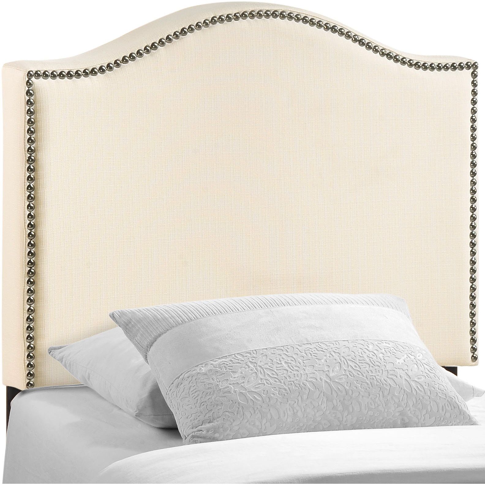 Curl Twin Nailhead Upholstered Headboard - Ivory