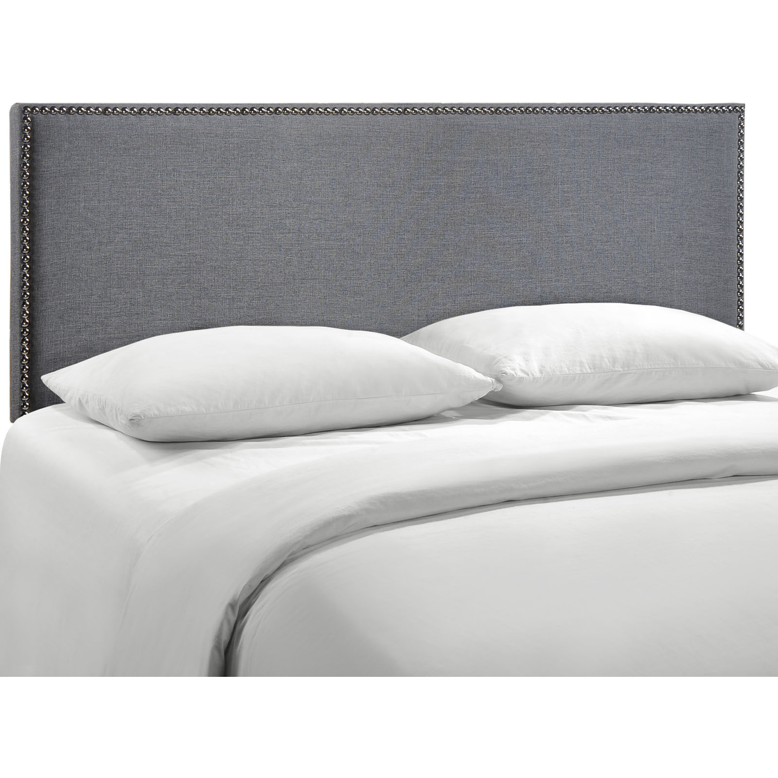 Region Queen Nailhead Upholstered Headboard - Smoke