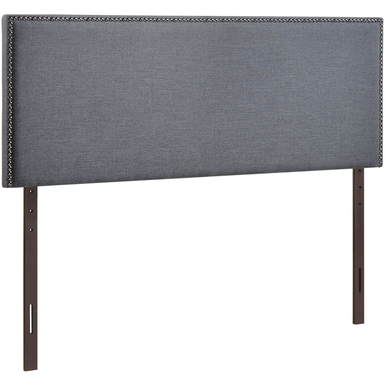 Region Queen Nailhead Upholstered Headboard - Smoke