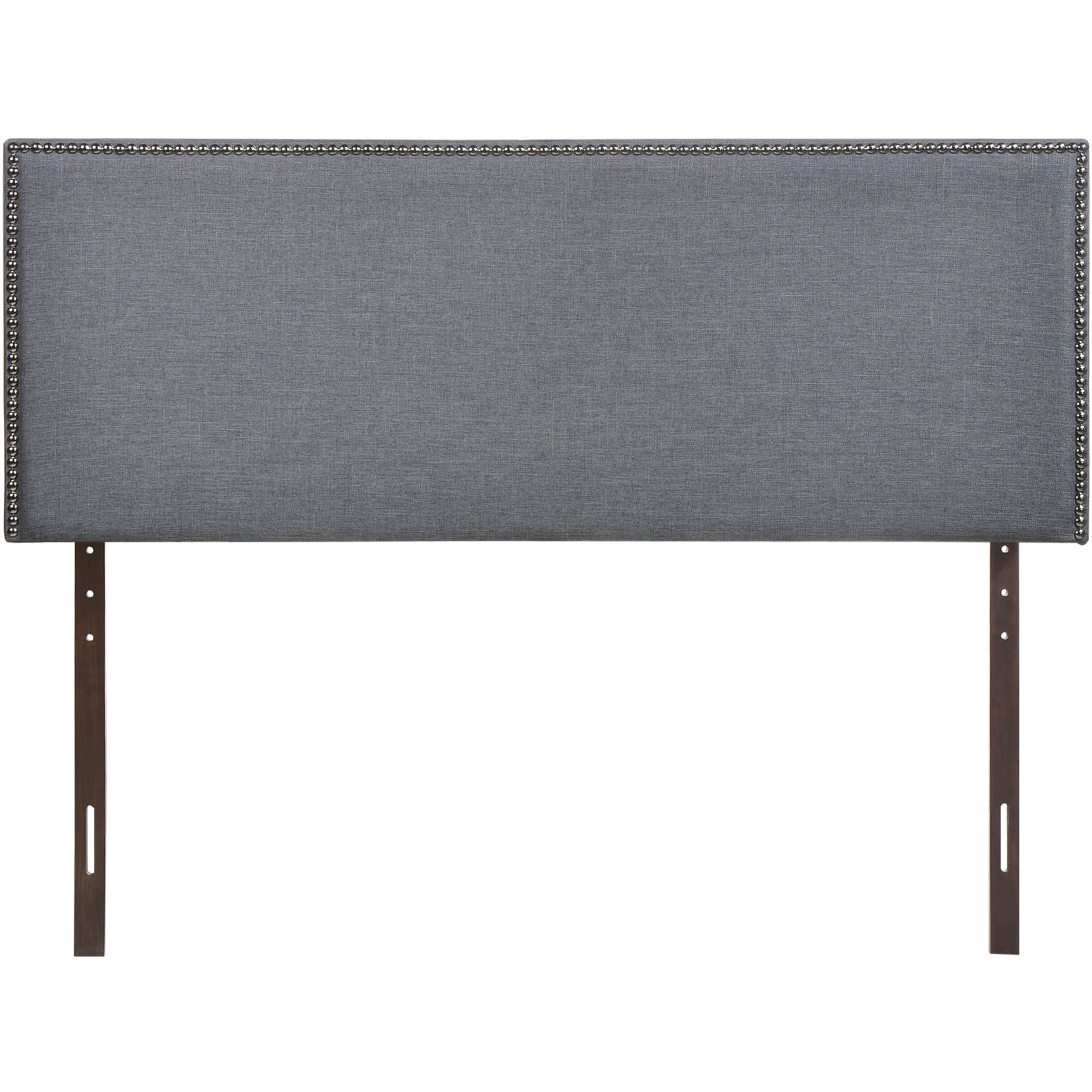 Region Queen Nailhead Upholstered Headboard - Smoke