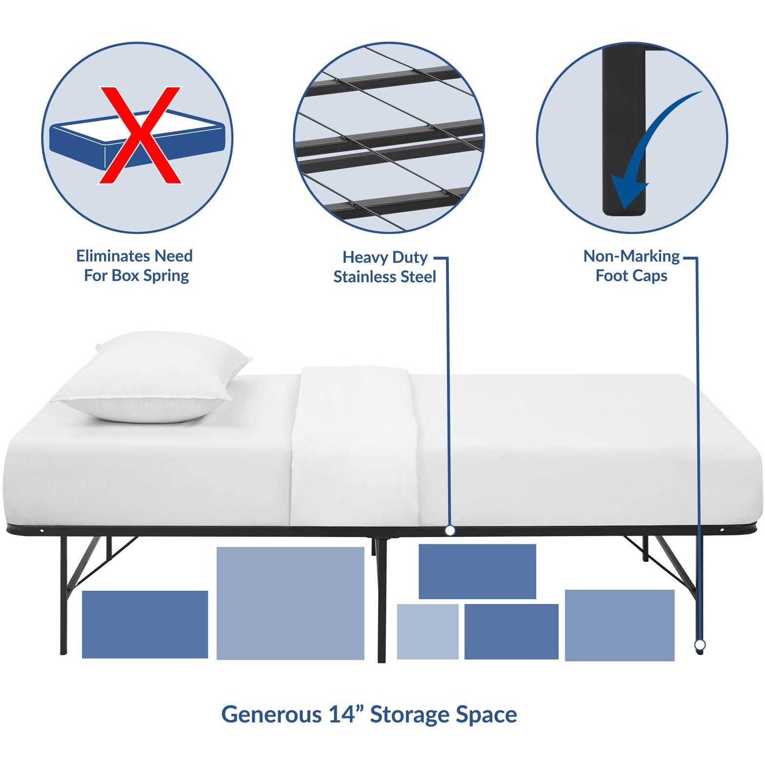 Horizon Twin Stainless Steel Bed Frame - Brown