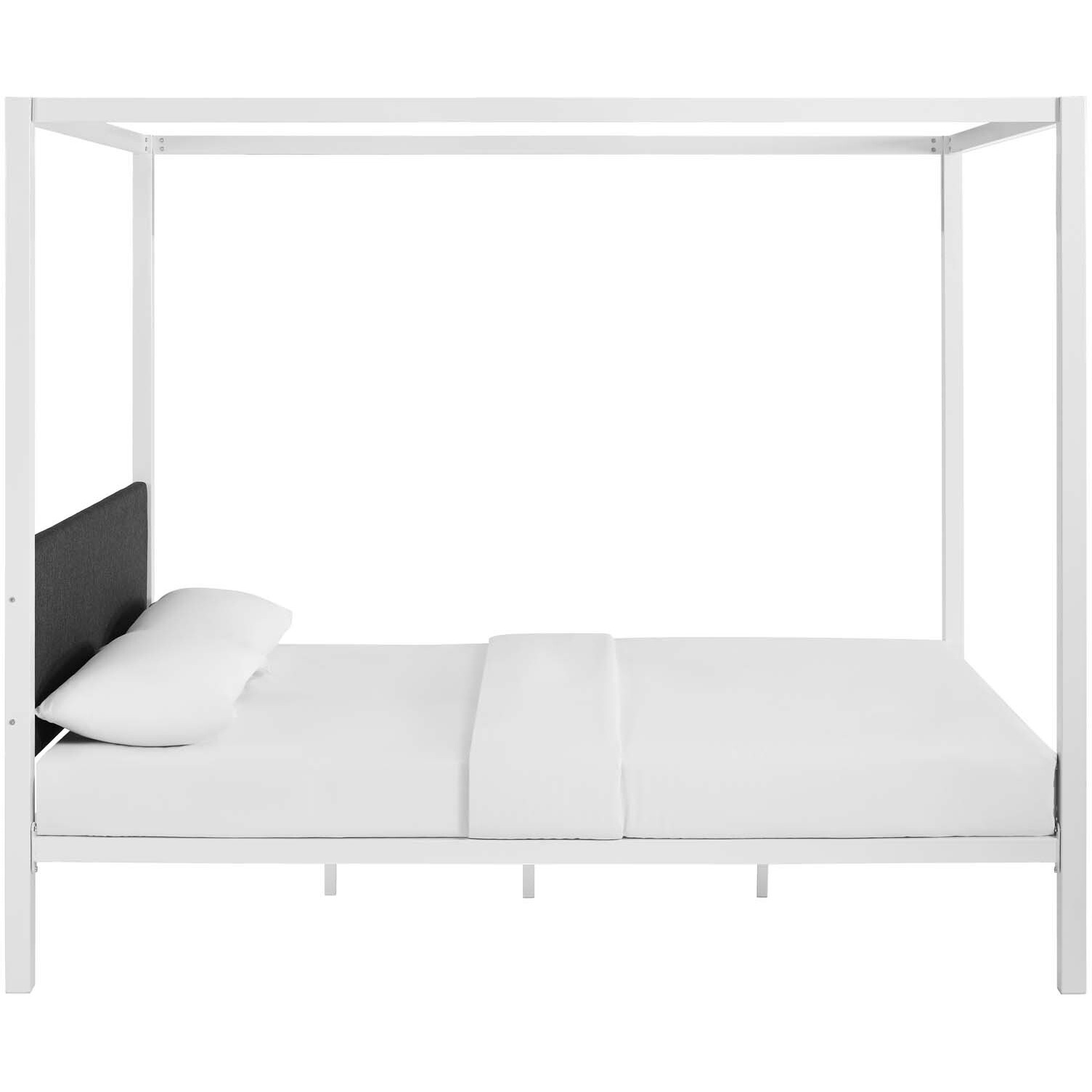 Raina Queen Canopy Bed Frame - White Gray