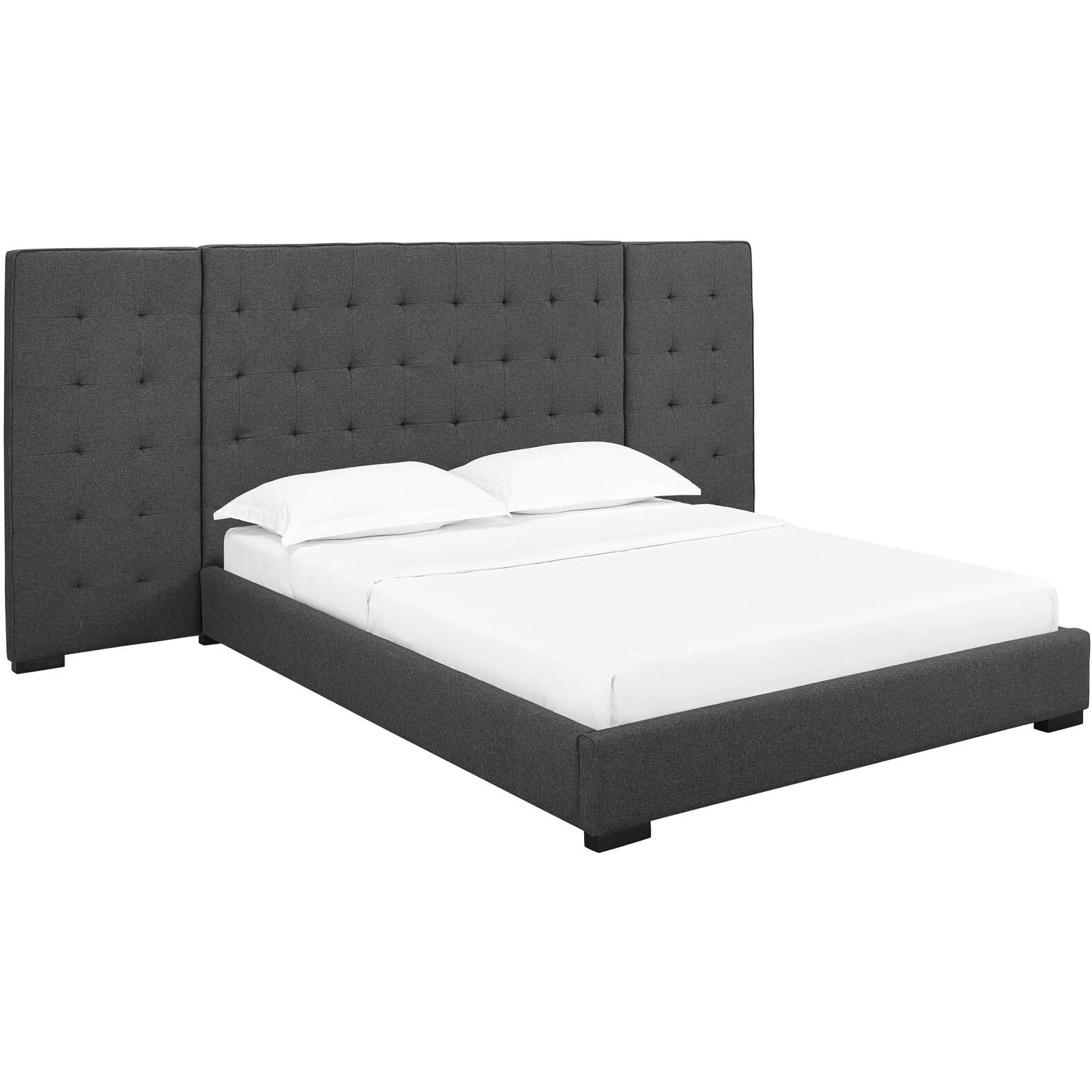 Sierra Queen Upholstered Fabric Platform Bed - Gray