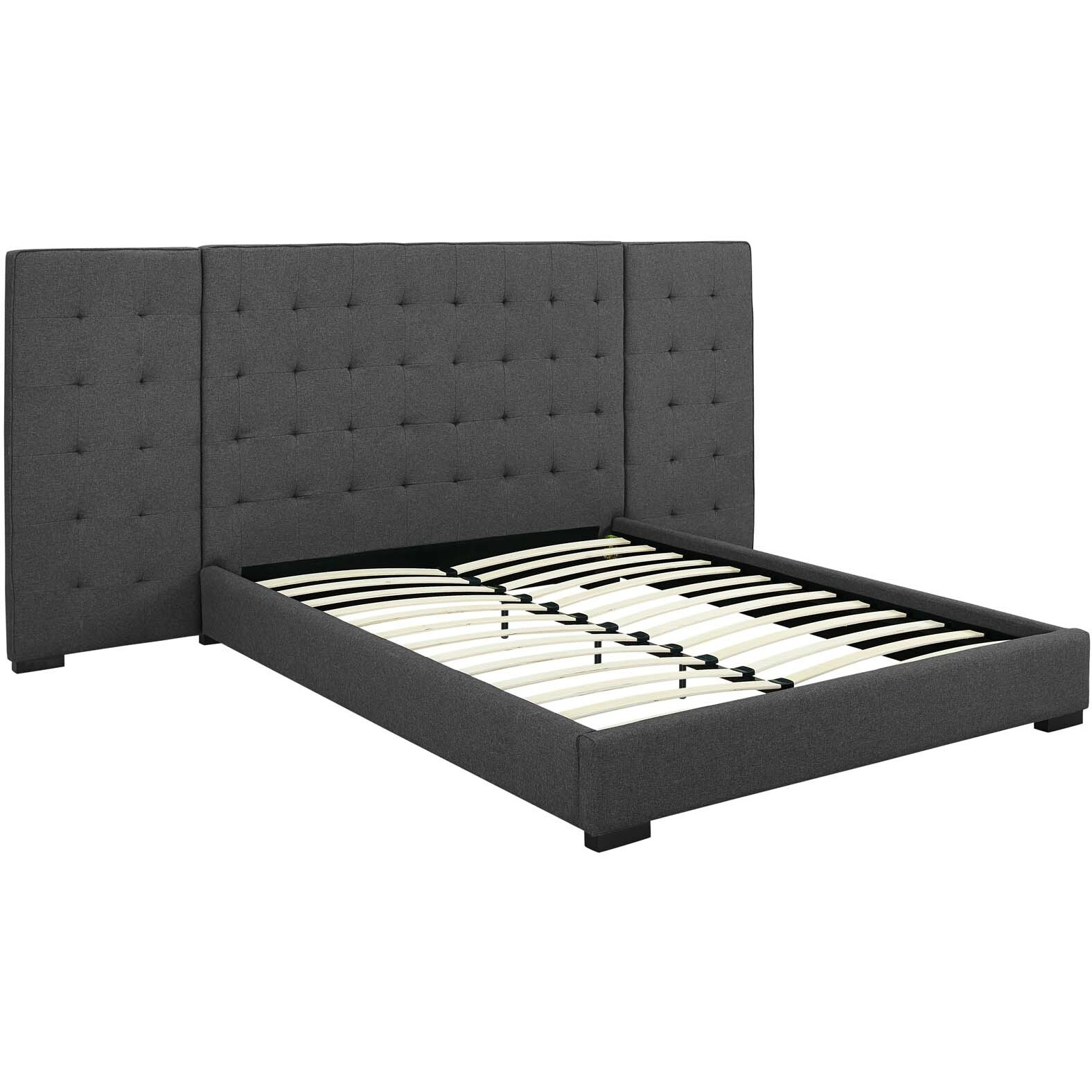 Sierra Queen Upholstered Fabric Platform Bed - Gray