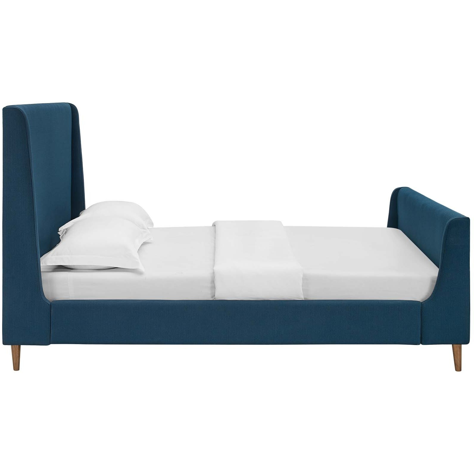 Aubree Queen Upholstered Fabric Sleigh Platform Bed - Azure