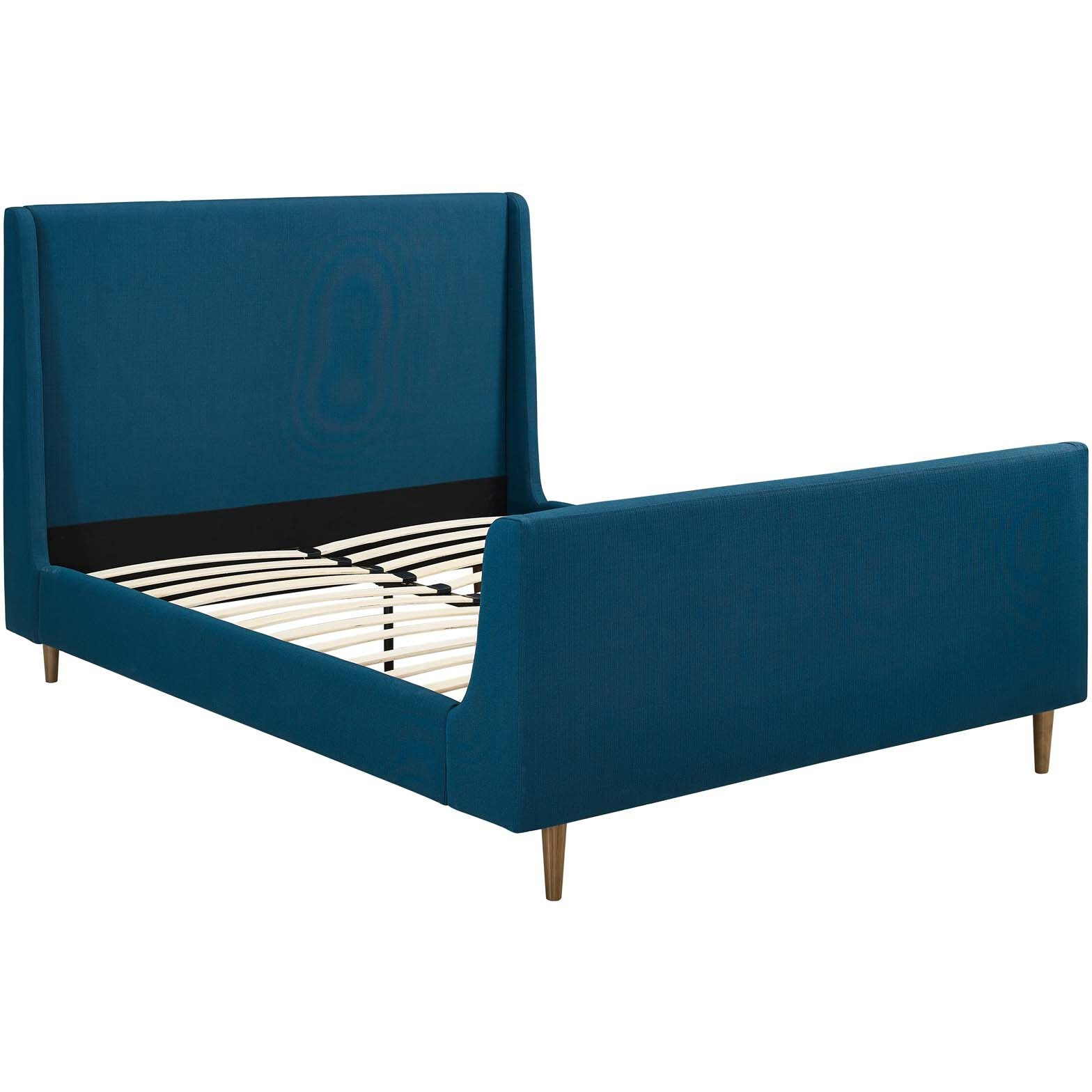 Aubree Queen Upholstered Fabric Sleigh Platform Bed - Azure