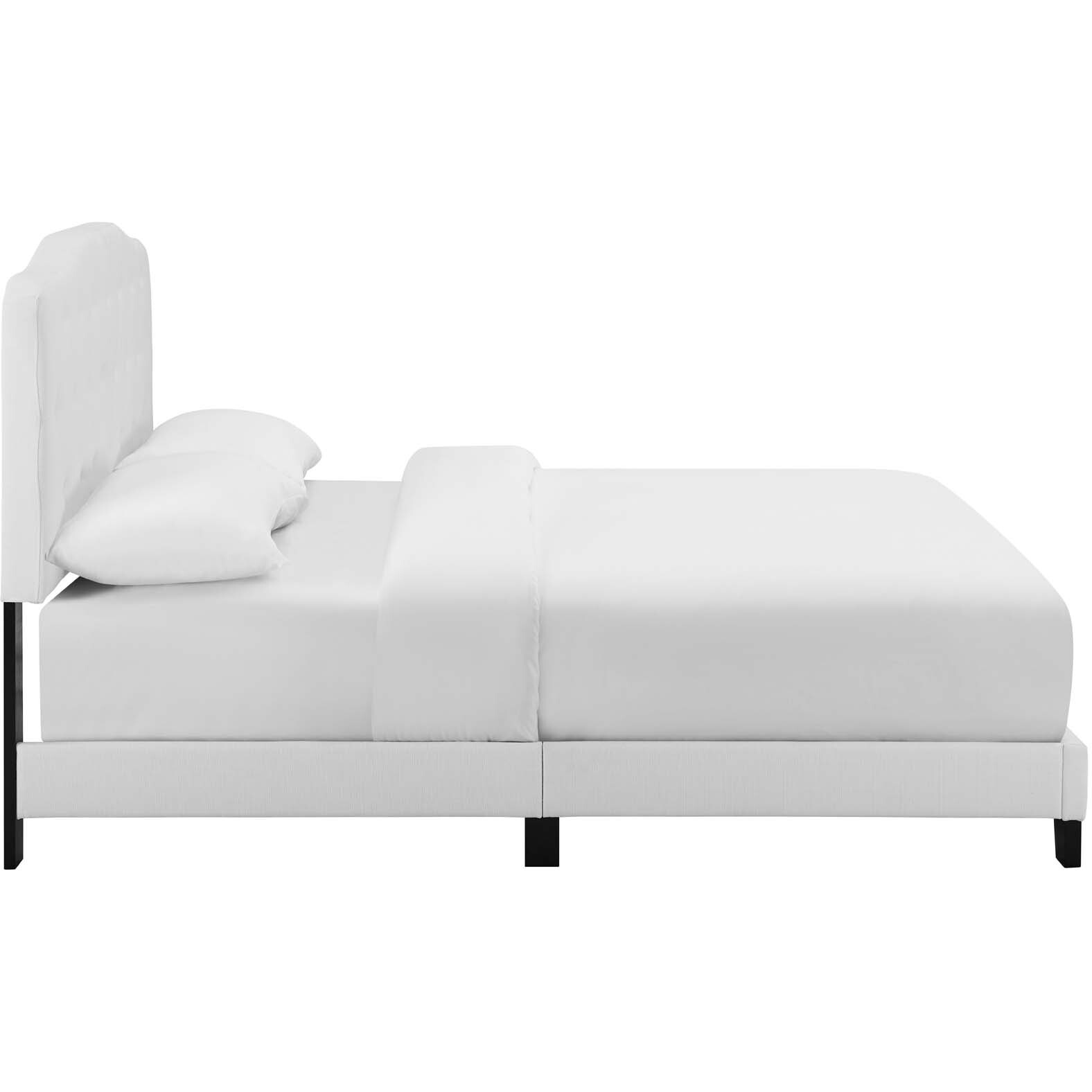 Amelia Twin Upholstered Fabric Bed - White