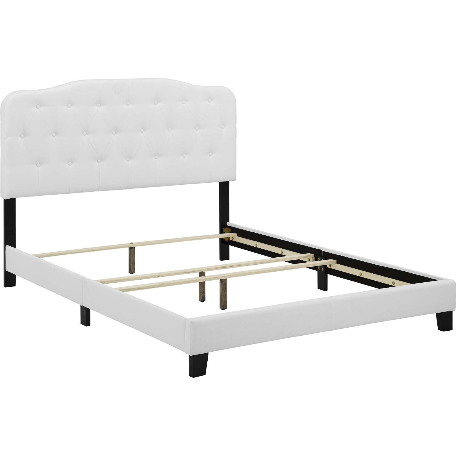 Amelia Twin Upholstered Fabric Bed - White