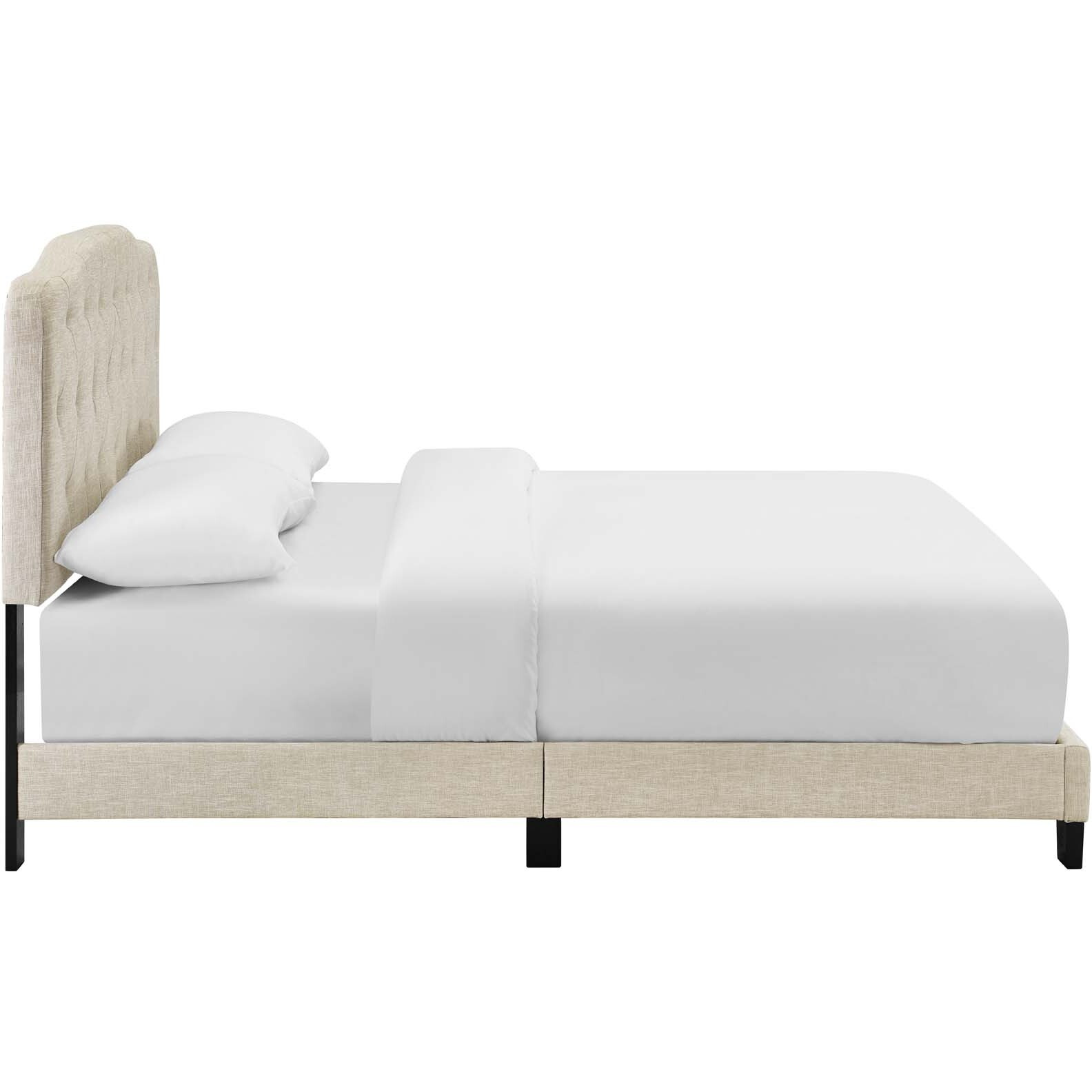 Amelia Full Upholstered Fabric Bed - Beige