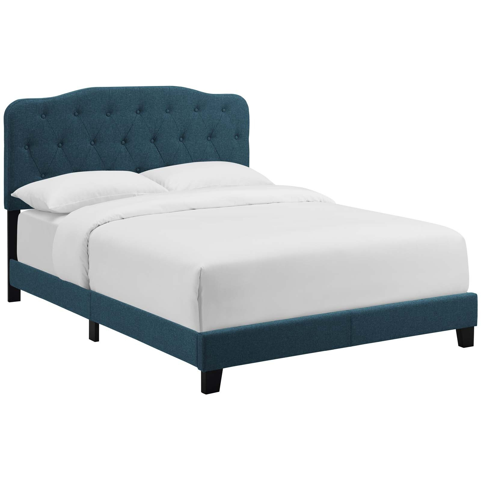 Amelia Queen Upholstered Fabric Bed - Azure