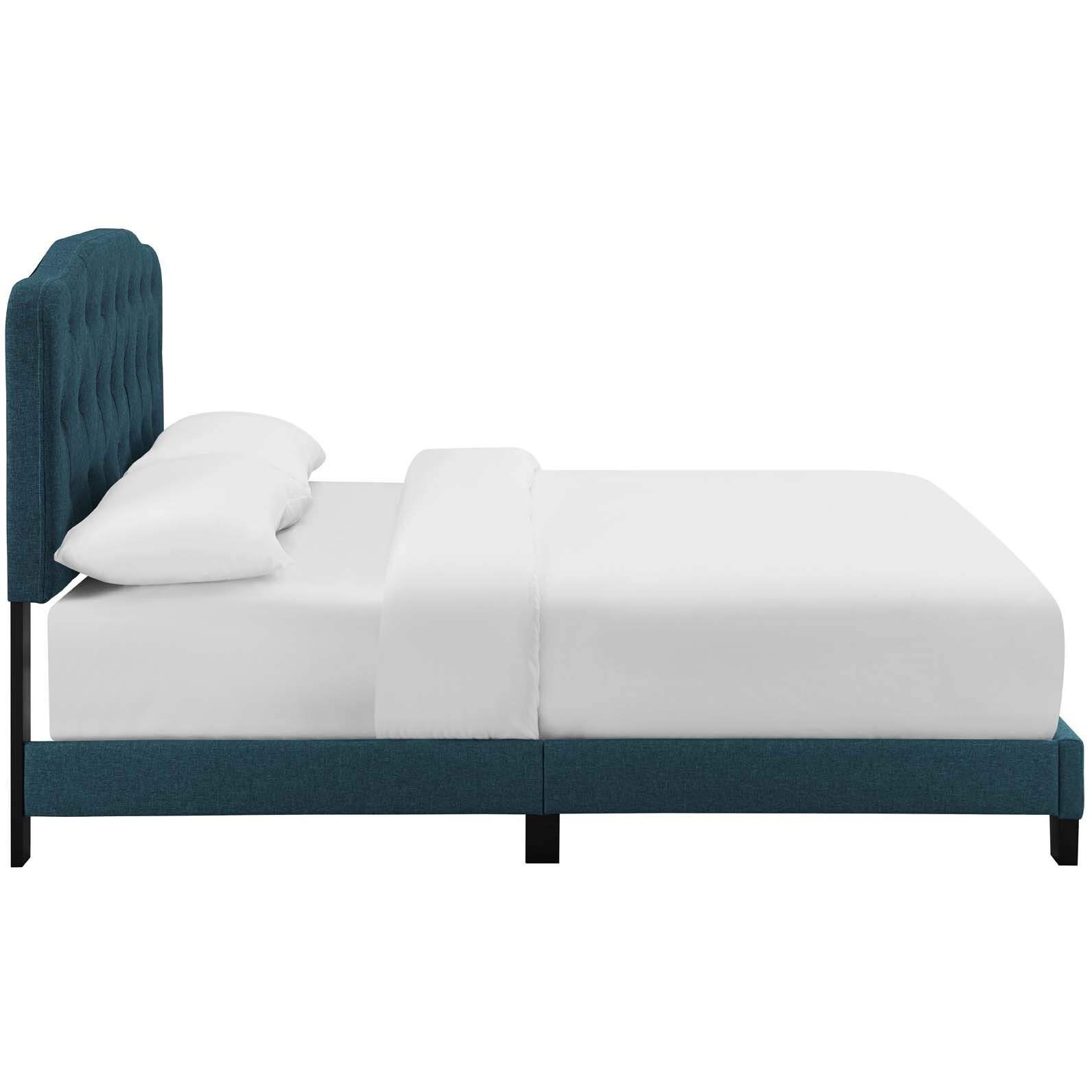 Amelia Queen Upholstered Fabric Bed - Azure