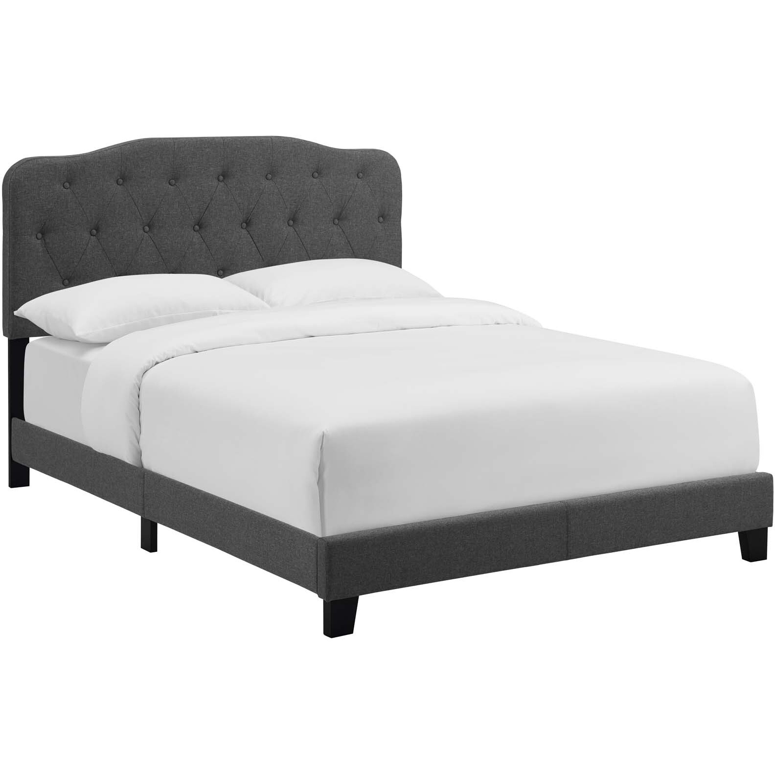 Amelia King Upholstered Fabric Bed - Gray