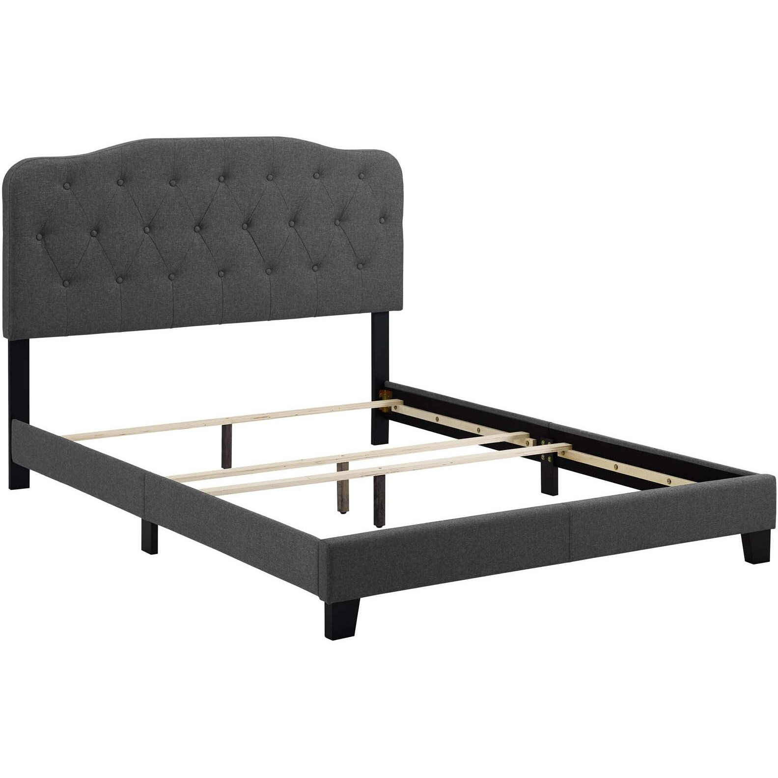 Amelia King Upholstered Fabric Bed - Gray