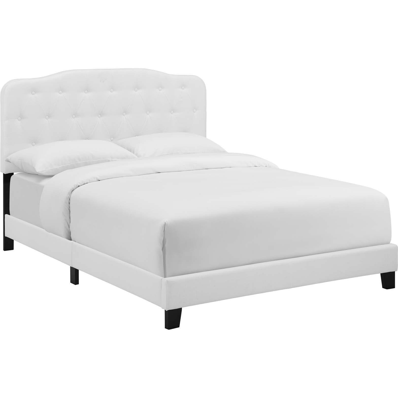 Amelia King Upholstered Fabric Bed - White