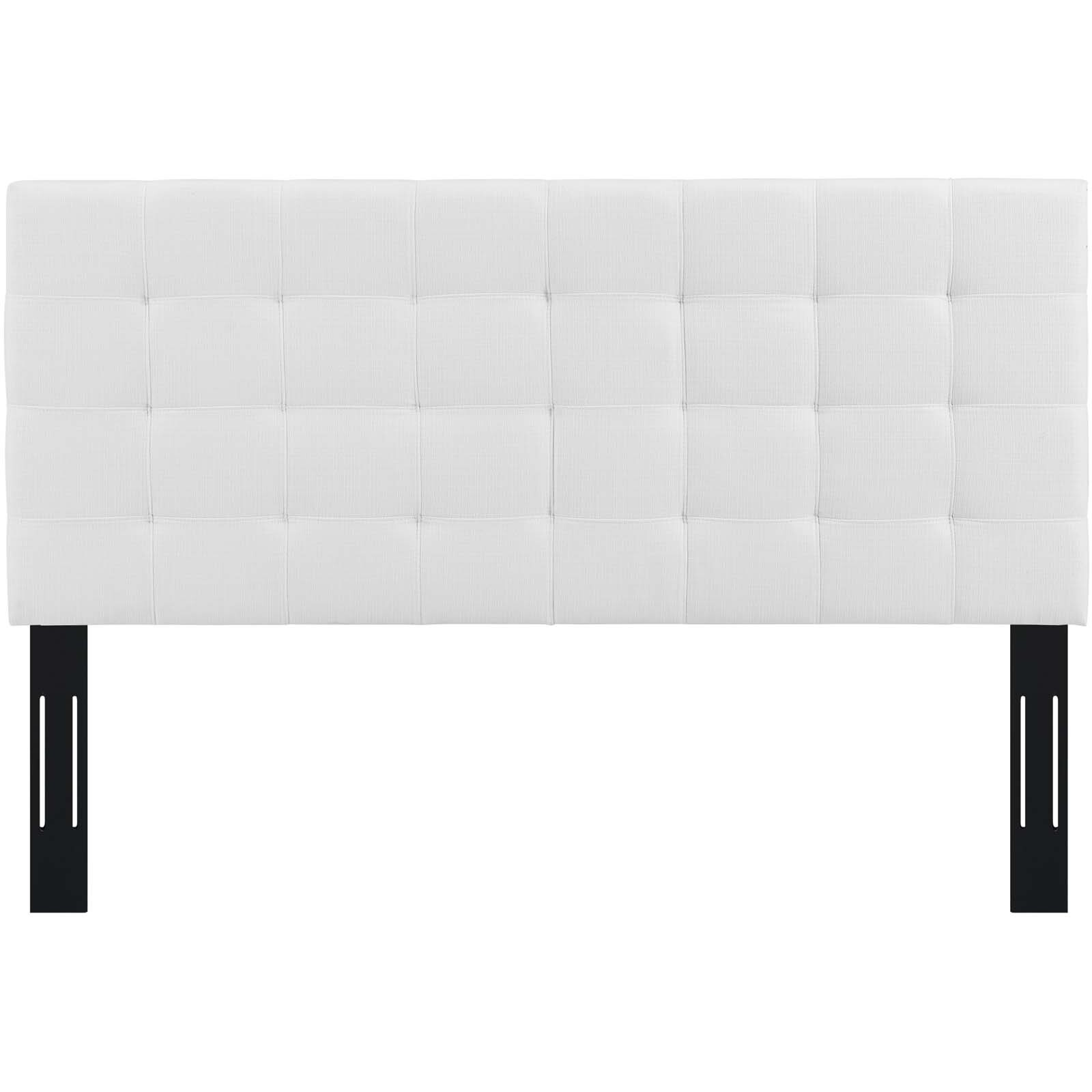 Paisley Tufted Full / Queen Upholstered Linen Fabric Headboard - White