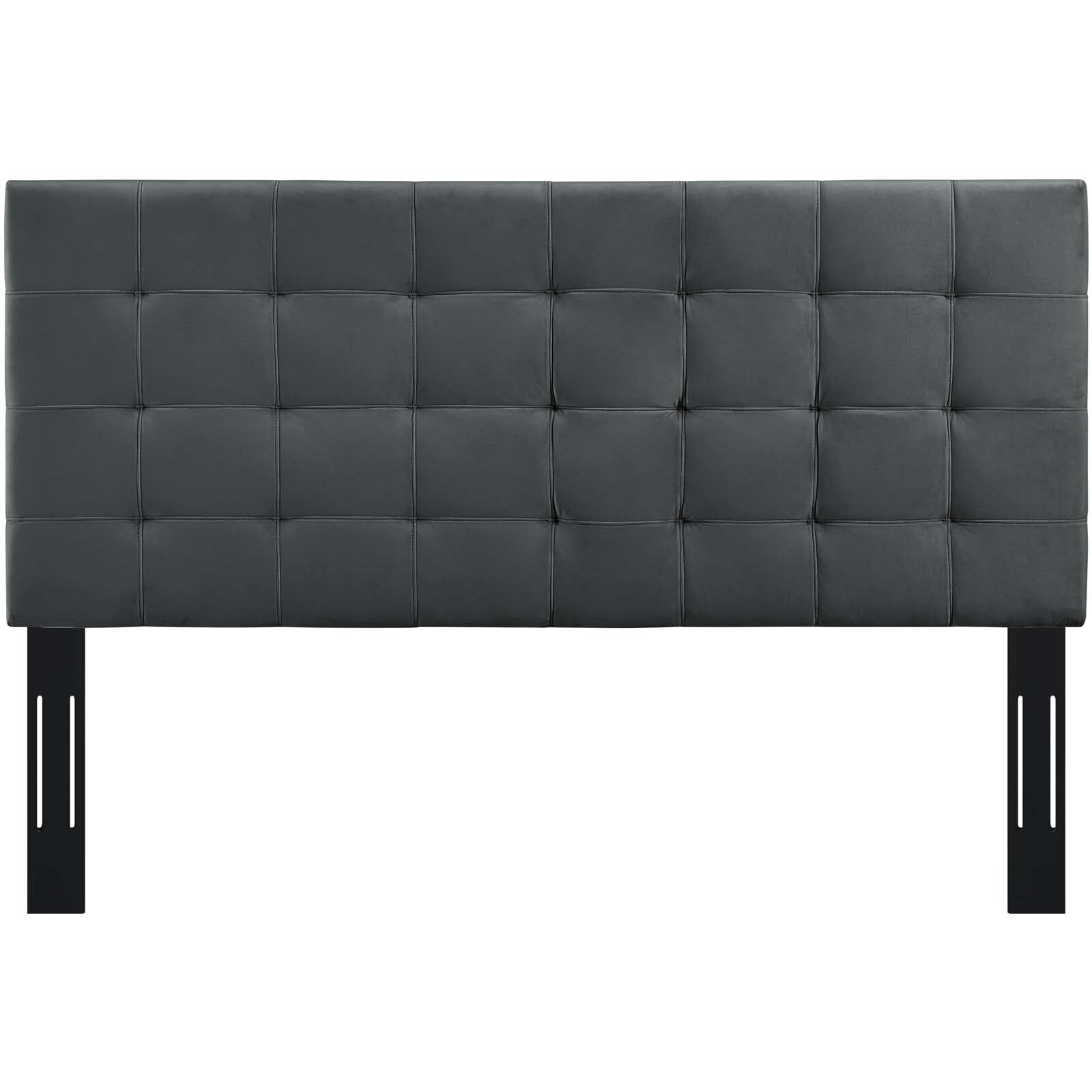 Paisley Tufted Full / Queen Upholstered Performance Velvet Headboard - Gray