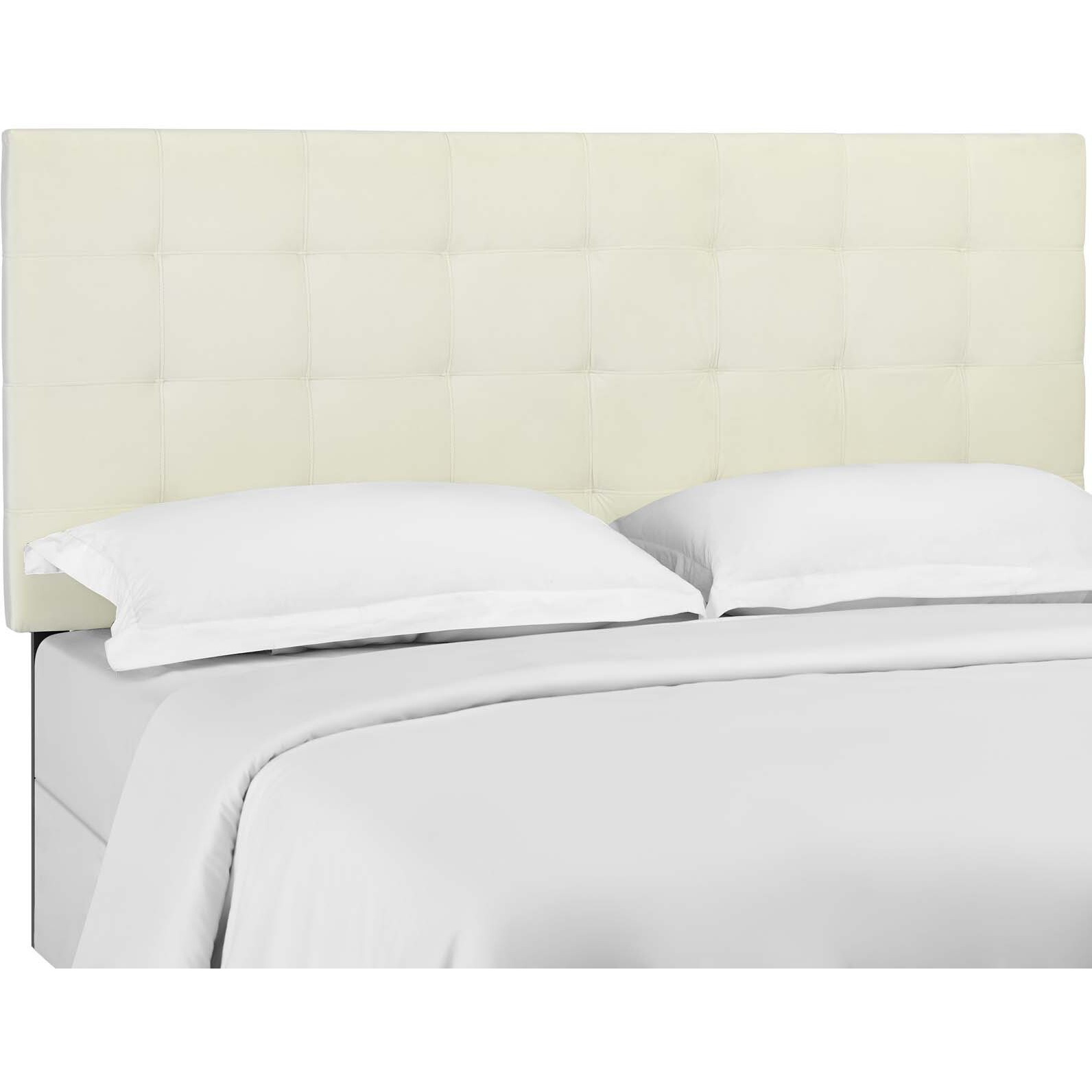 Paisley Tufted Full / Queen Upholstered Performance Velvet Headboard - Ivory